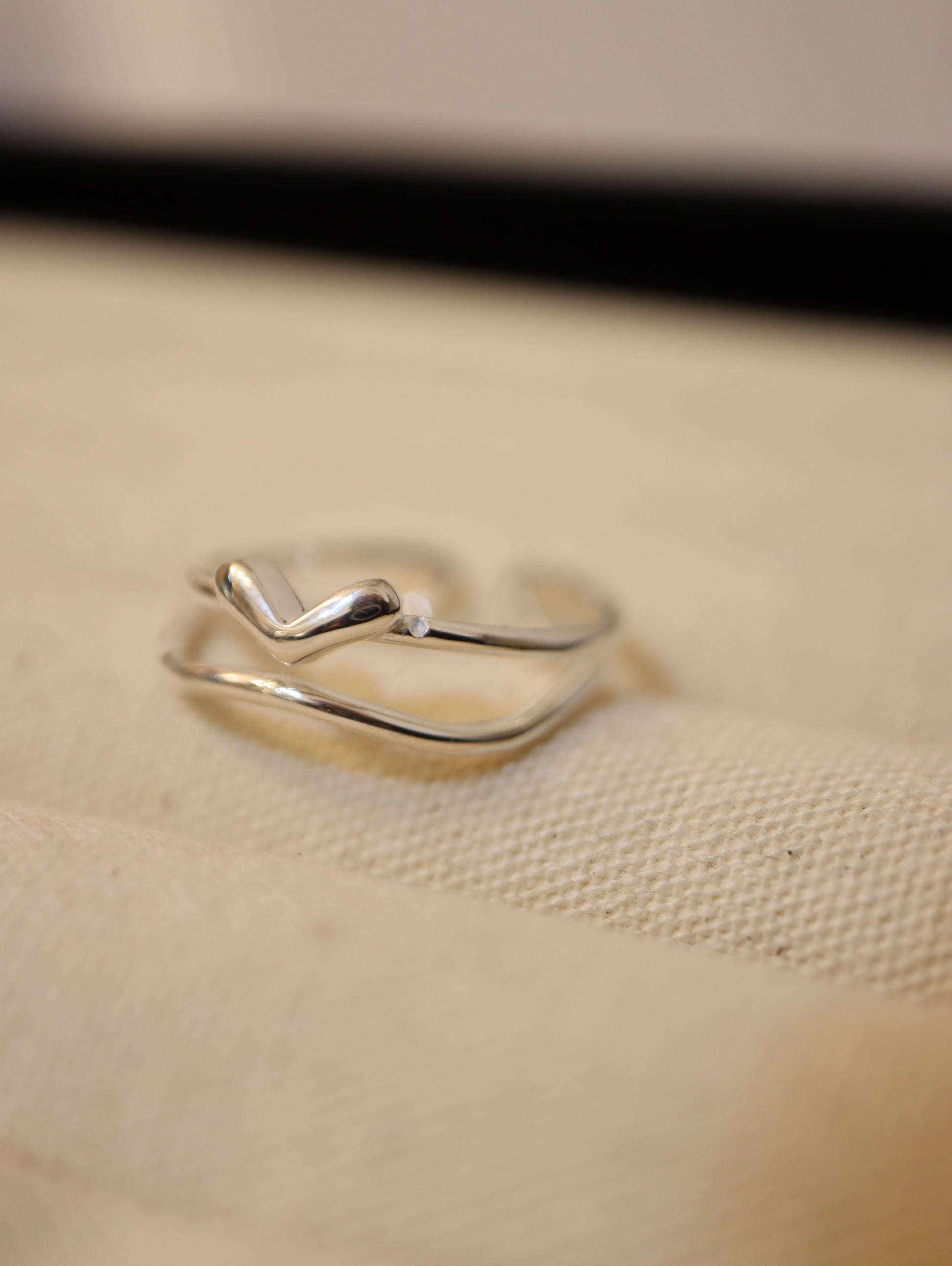 Heart 925 silver open size ring