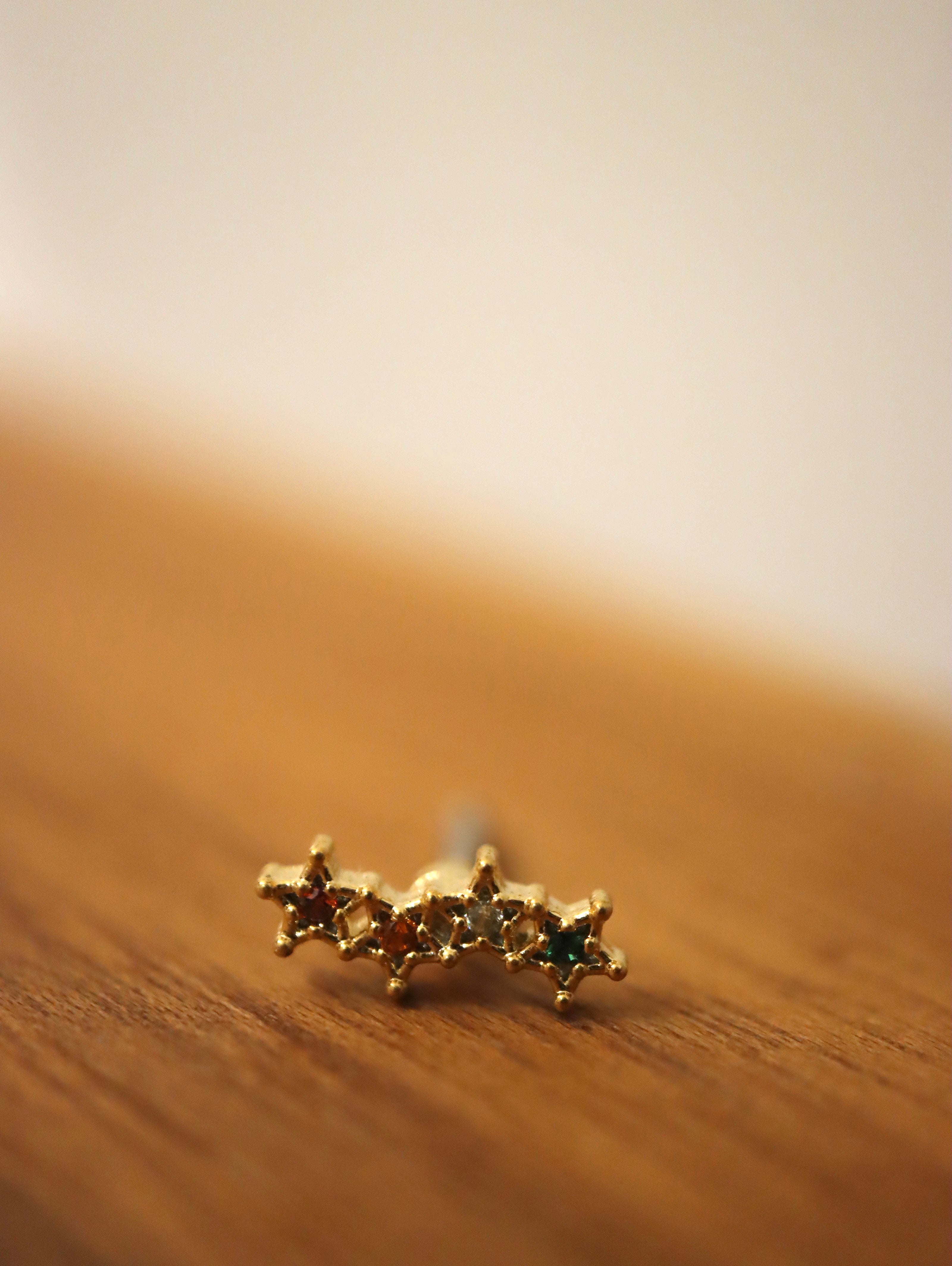 Rainbow star surgical steel stud piercing (1pc)