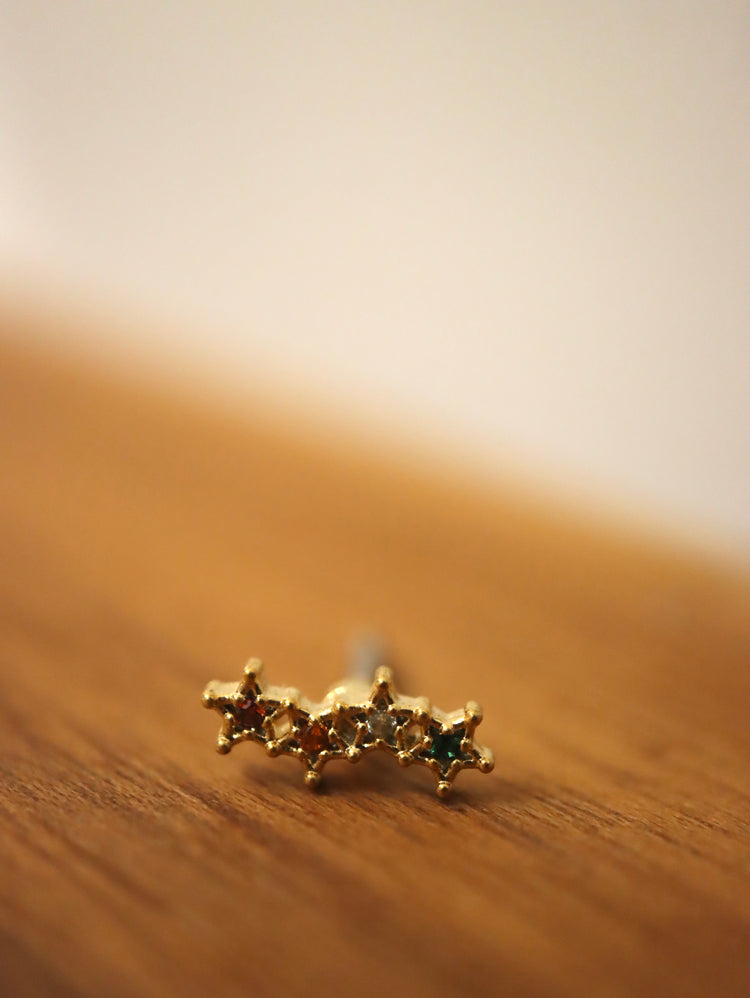 Rainbow star surgical steel stud piercing (1pc)