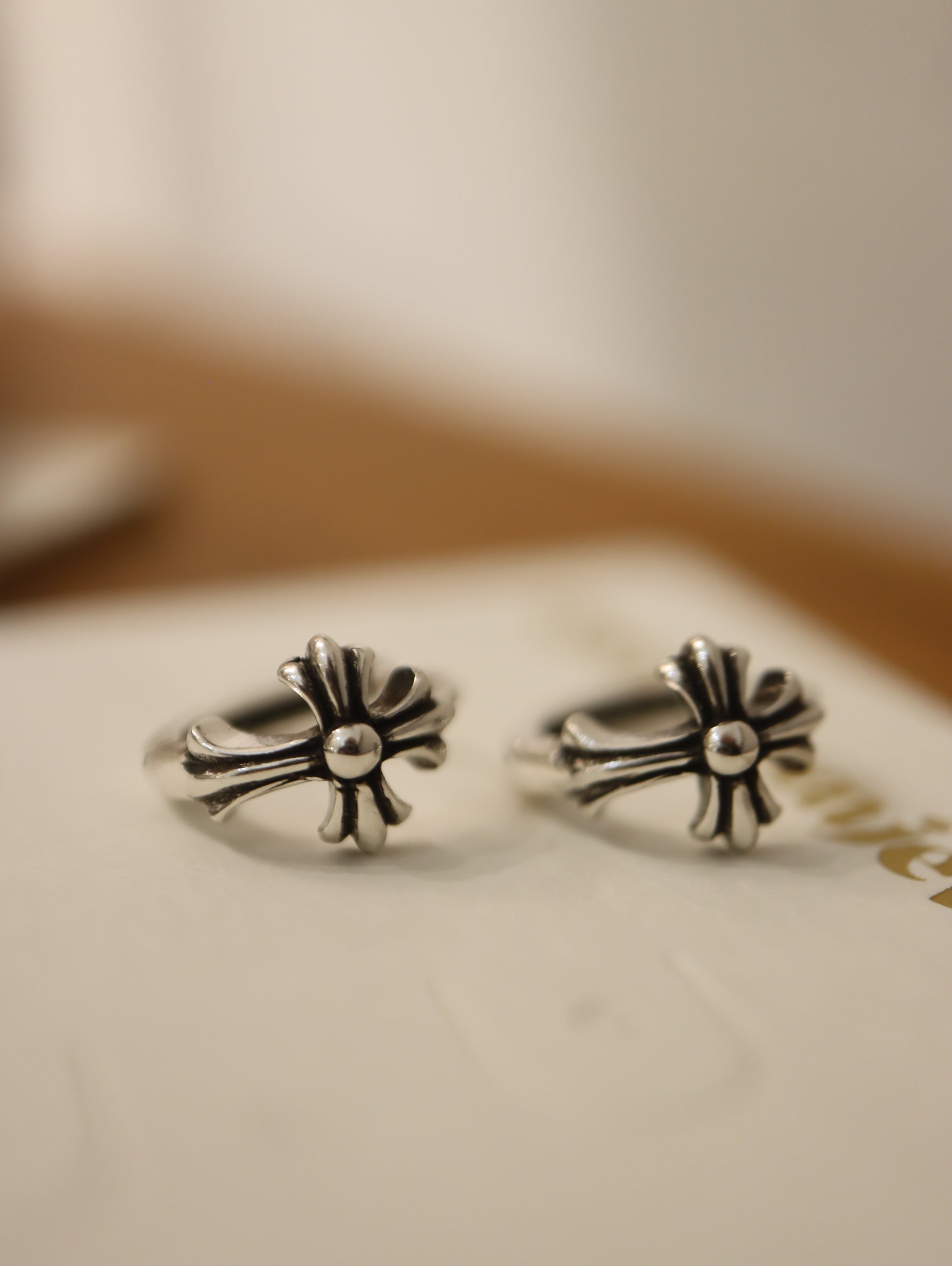 Antique 925 silver cross earrings