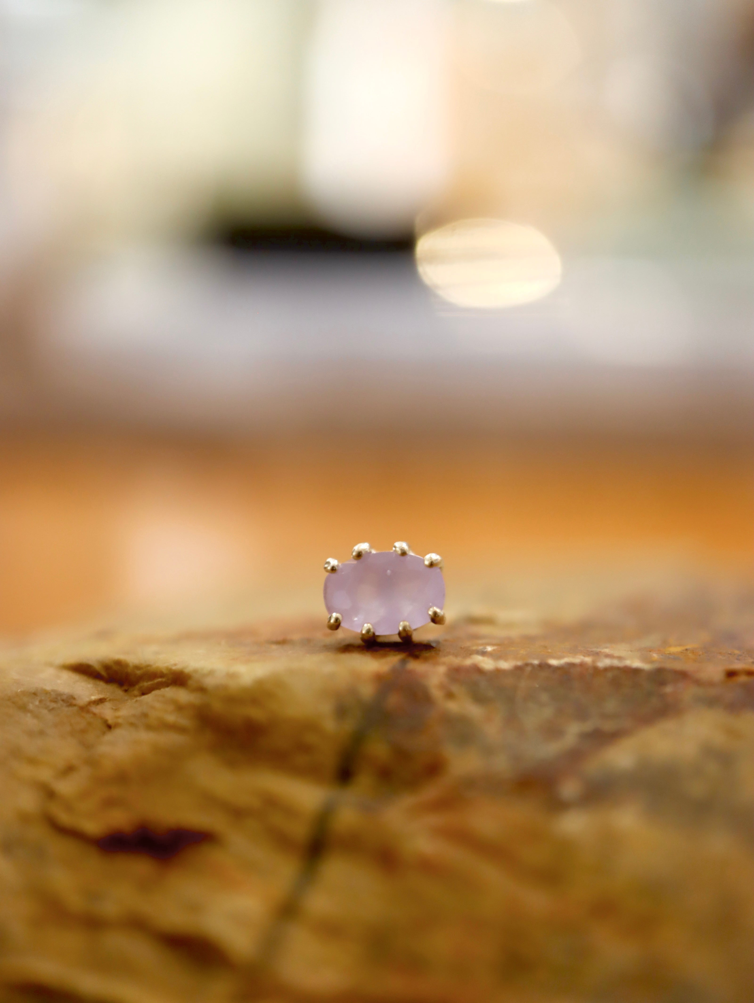 Light amethyst 925 silver earring stud piercing