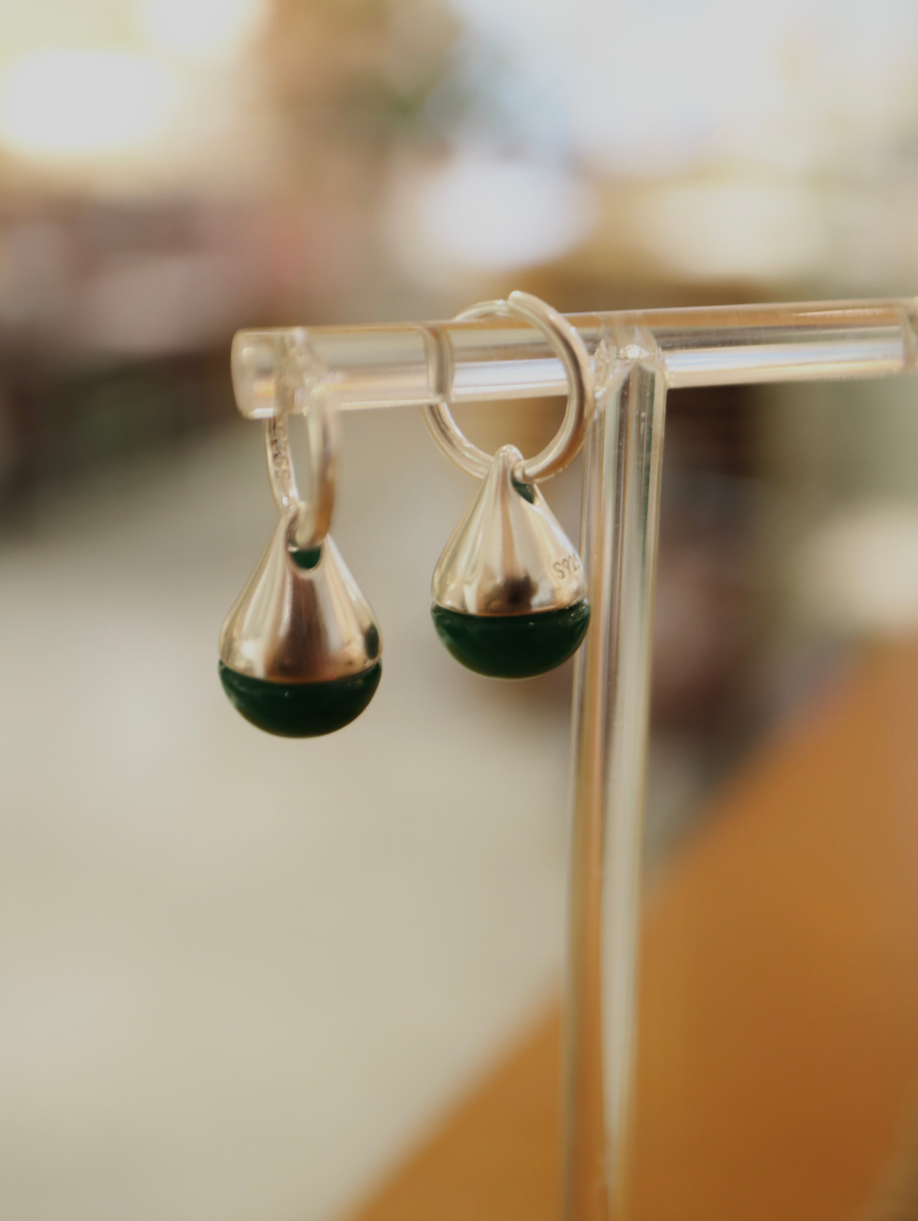Green agate 925 silver earrings