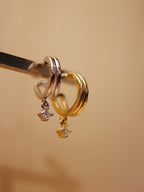 Double hoop mini drop cz earring