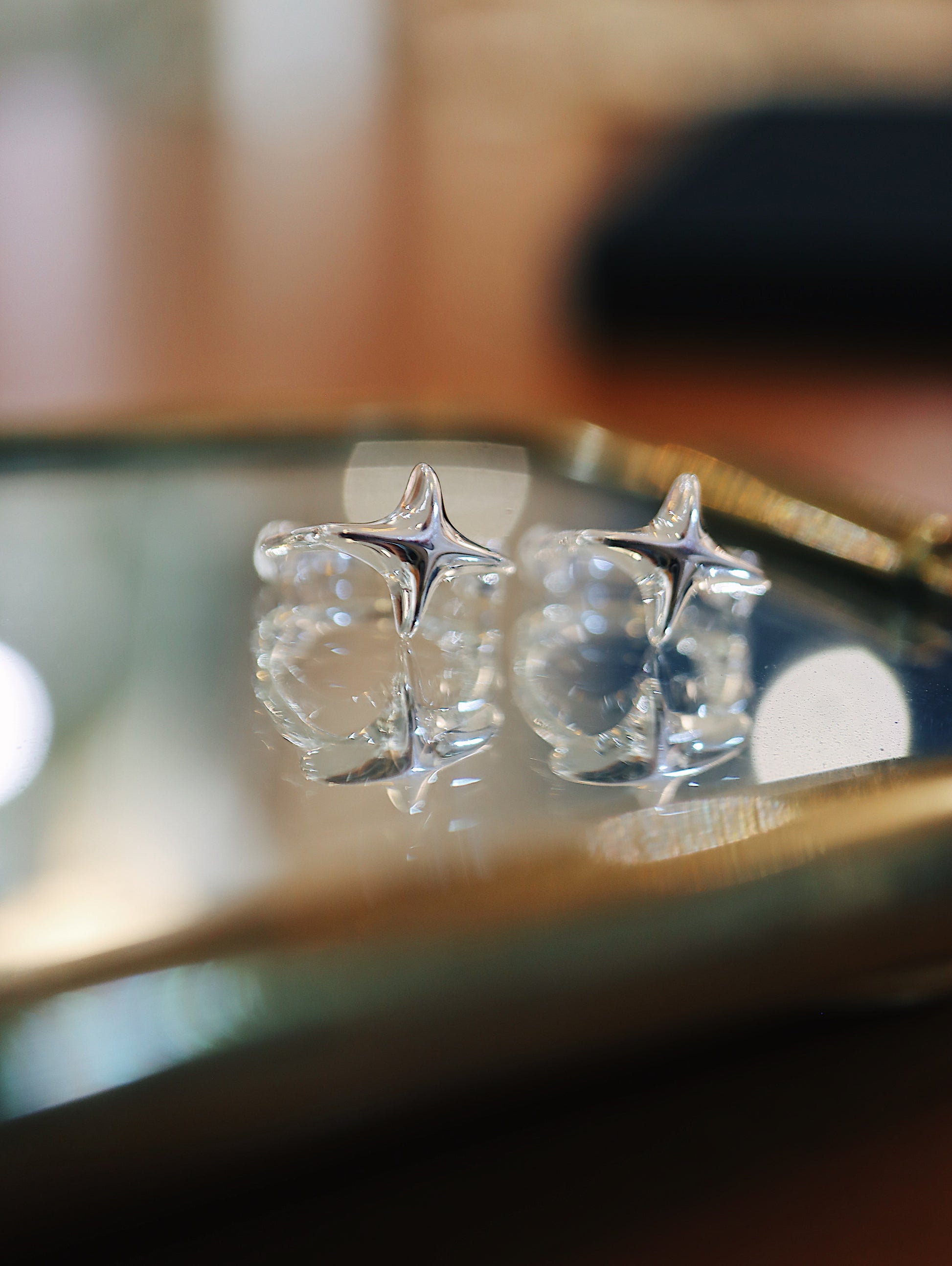 Star 925 silver hinged hoop earrings