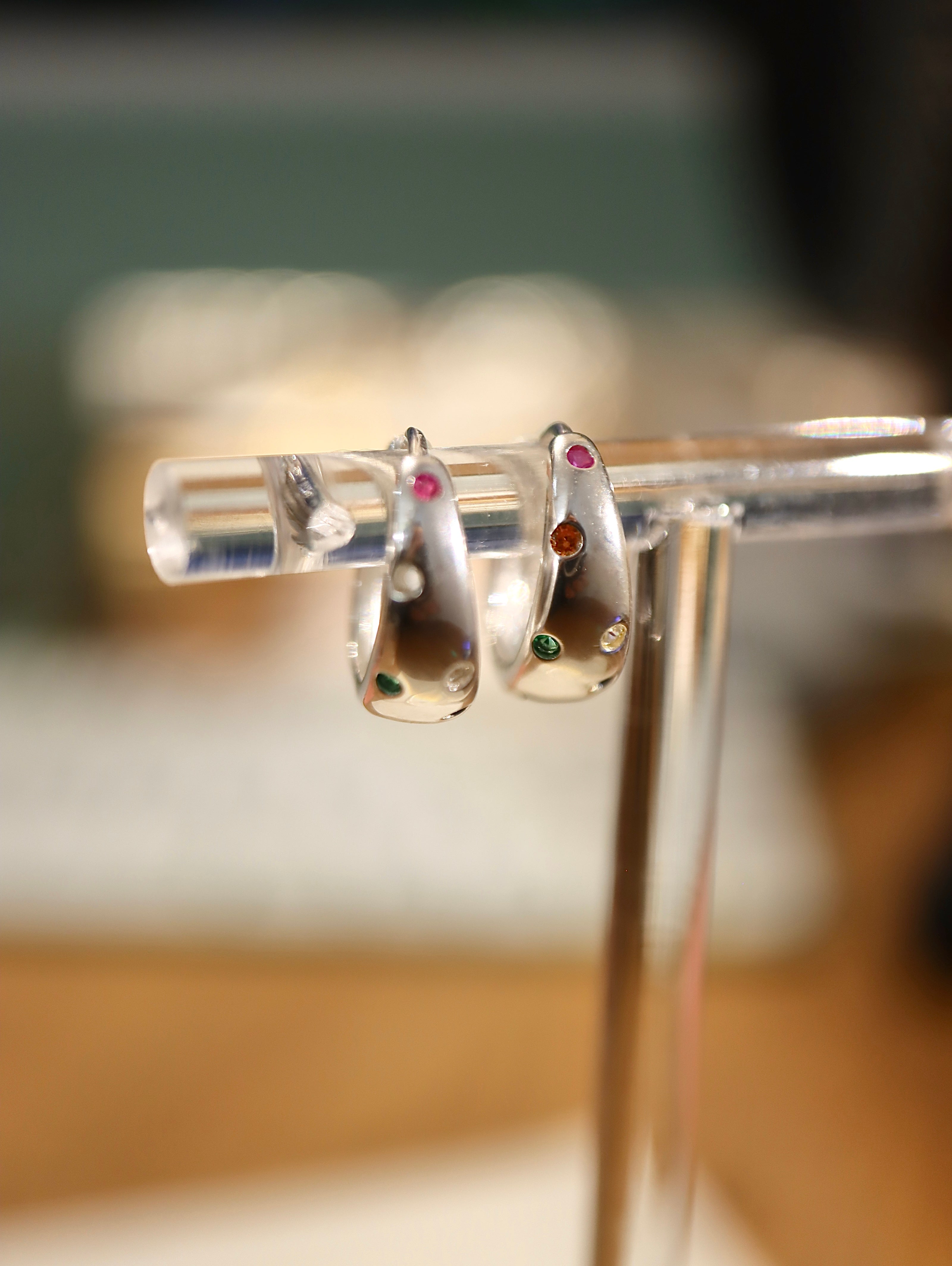 Multicolor Stellar Hoop 925 Silver Earrings