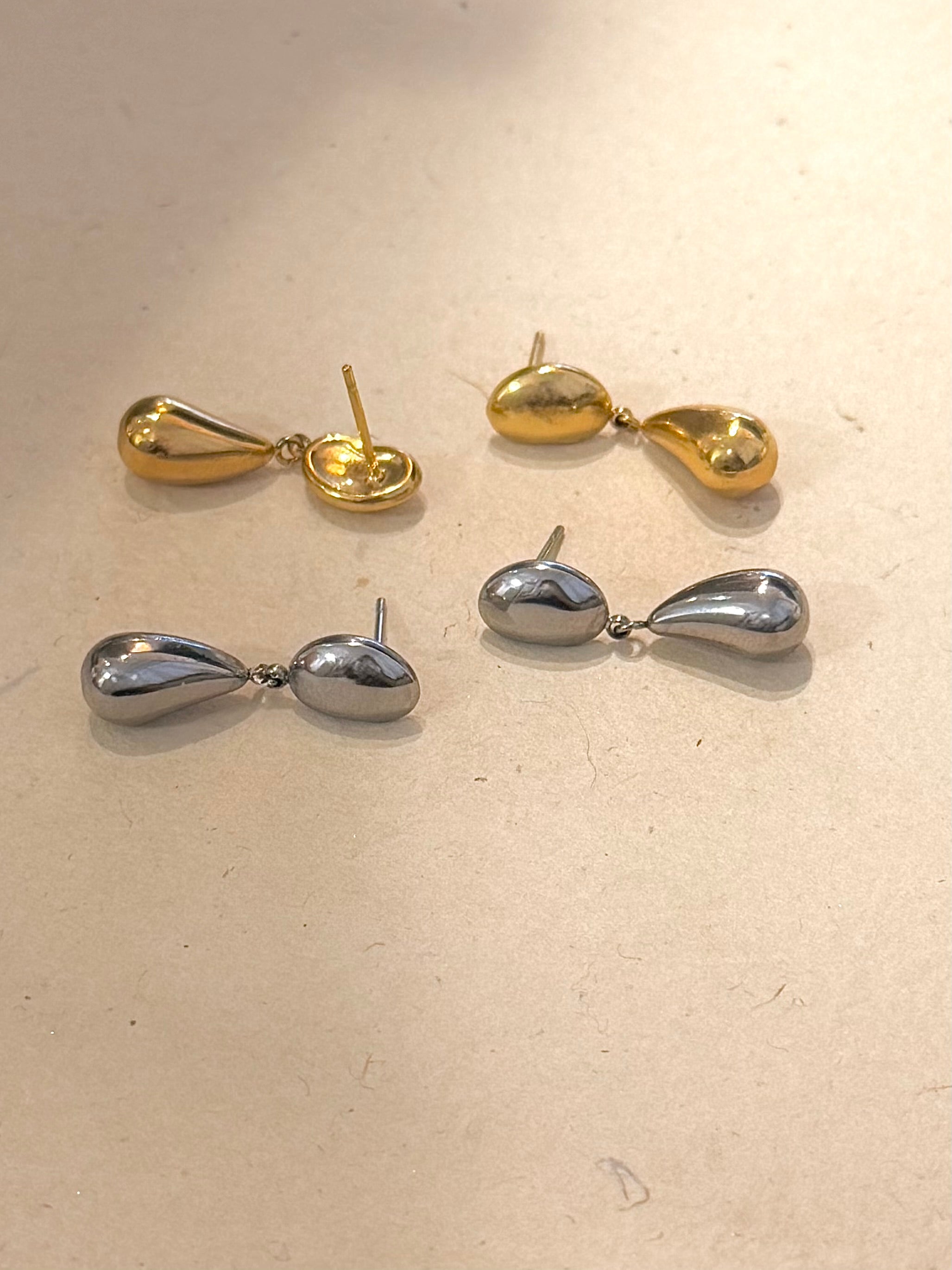 Molten Teardrop Stainless Steel Earrings