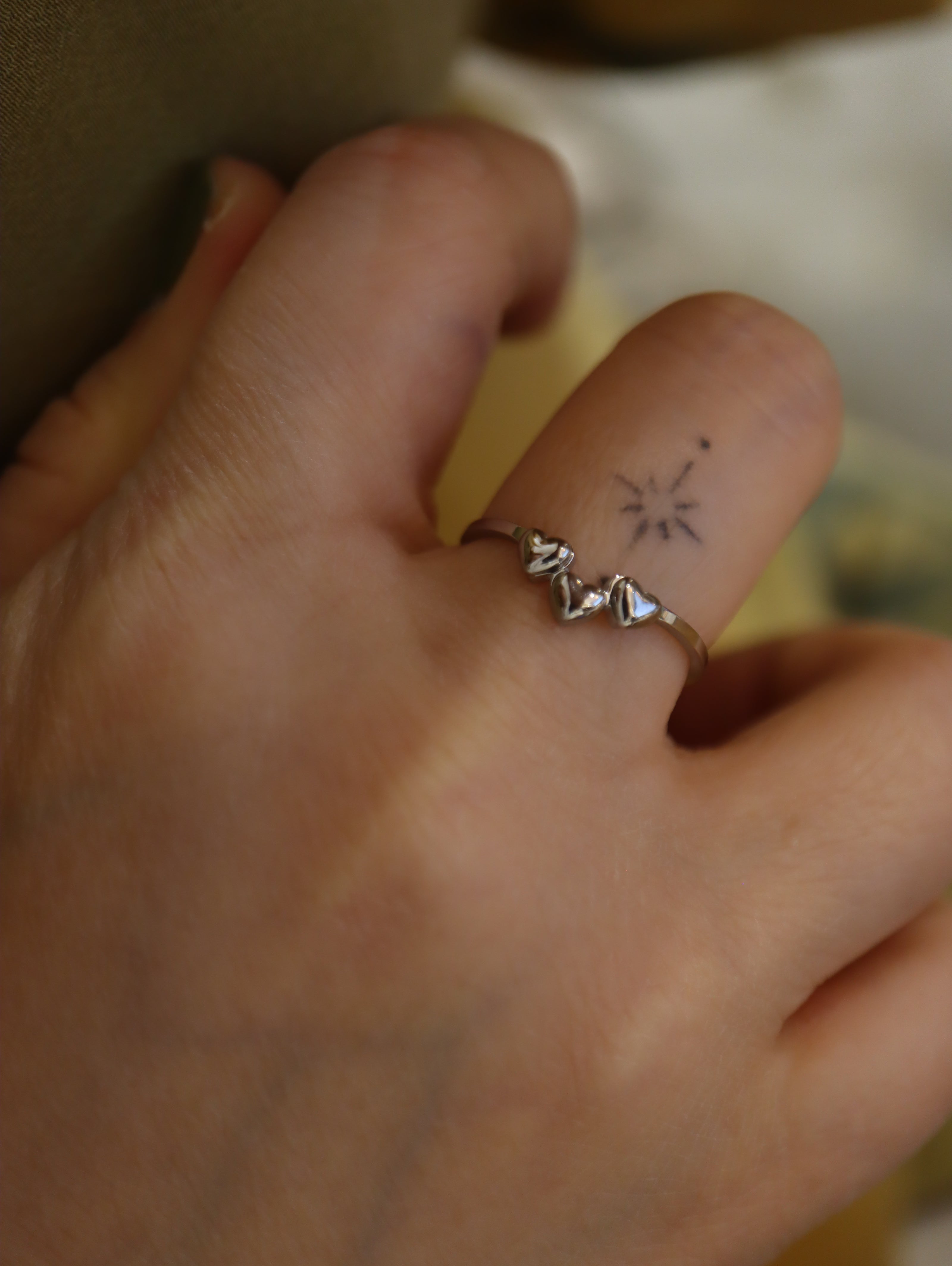 Triple heart stainless steel ring