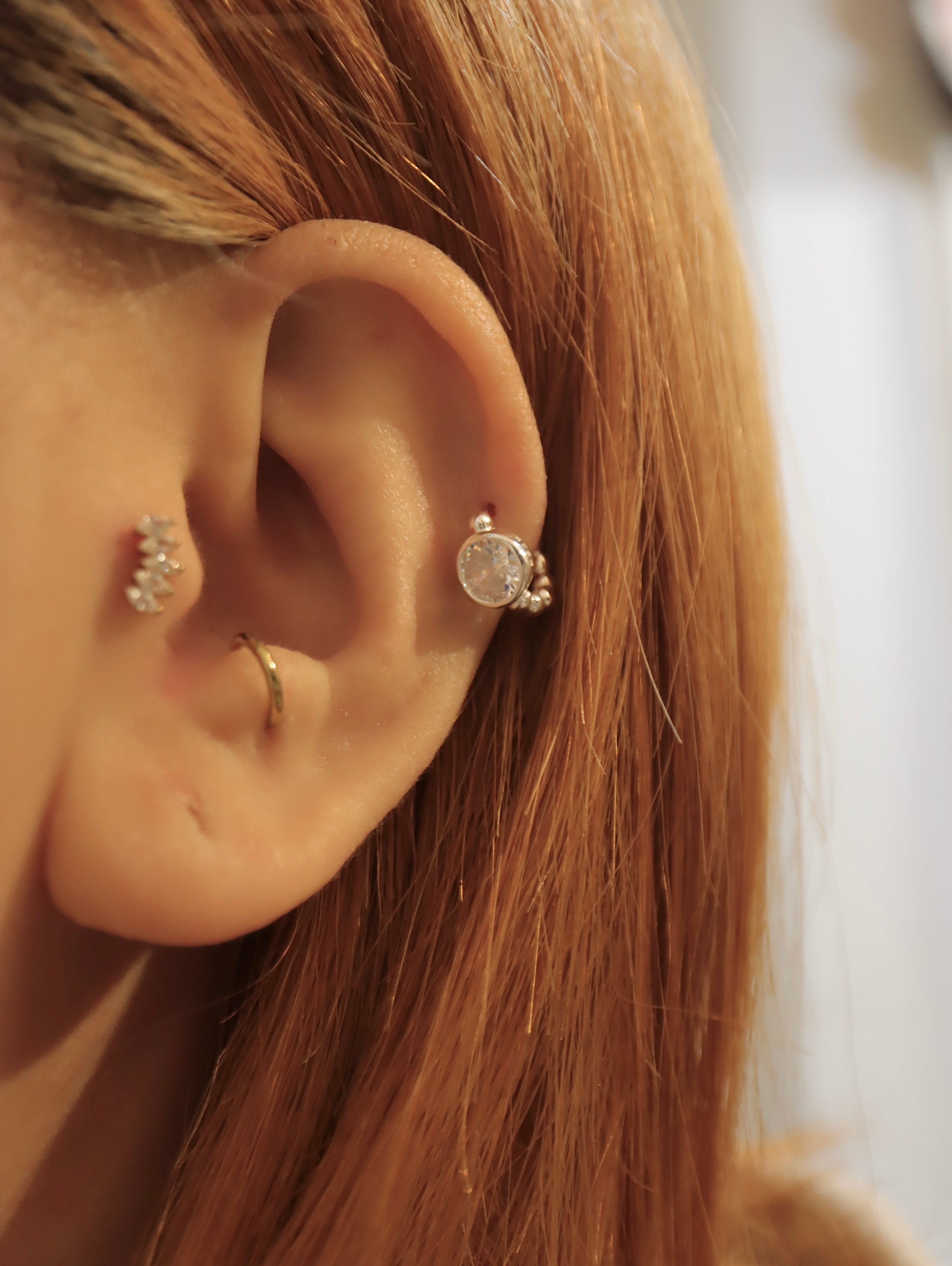 Luminous Dot Hoop 925 silver earrings