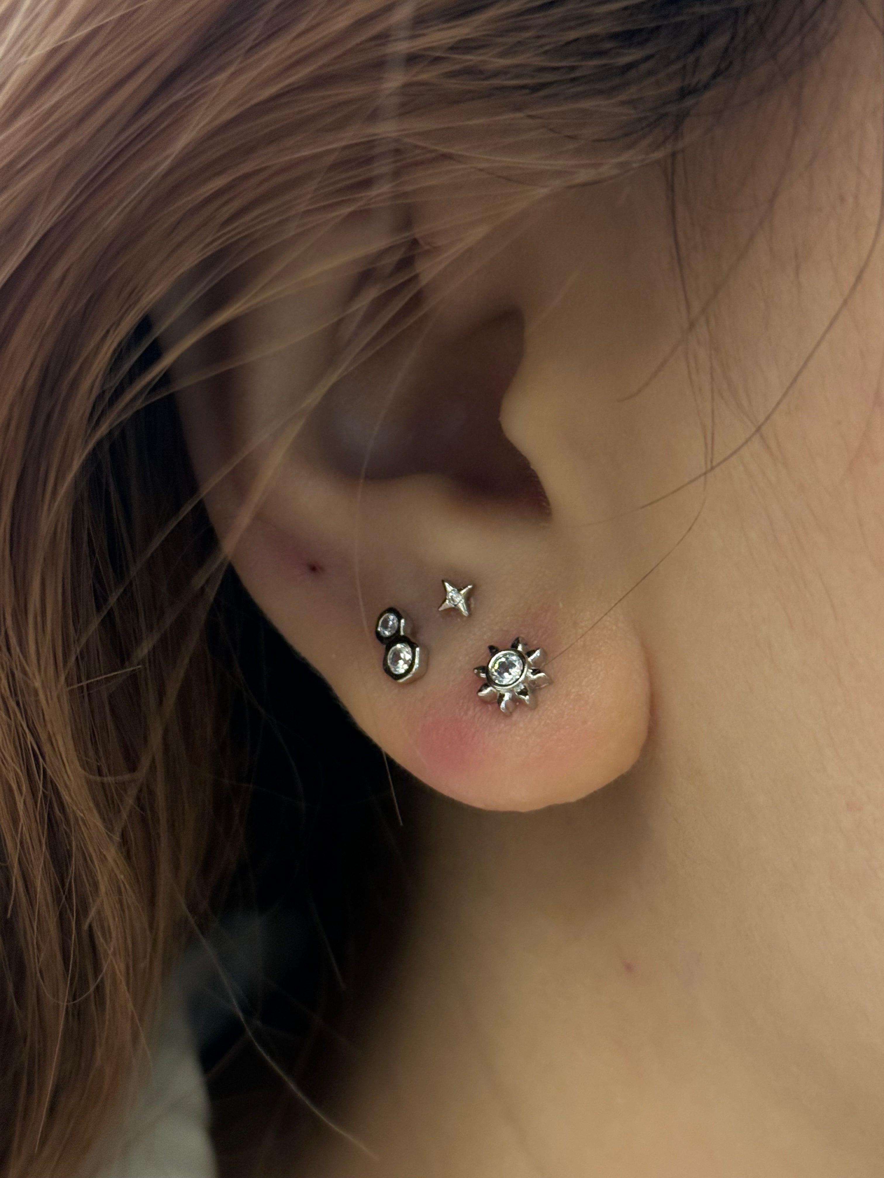 Mini sparkle s925 piercing stud earring (1pc)