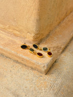 Drop coloured 24k golden plated brass earrings
