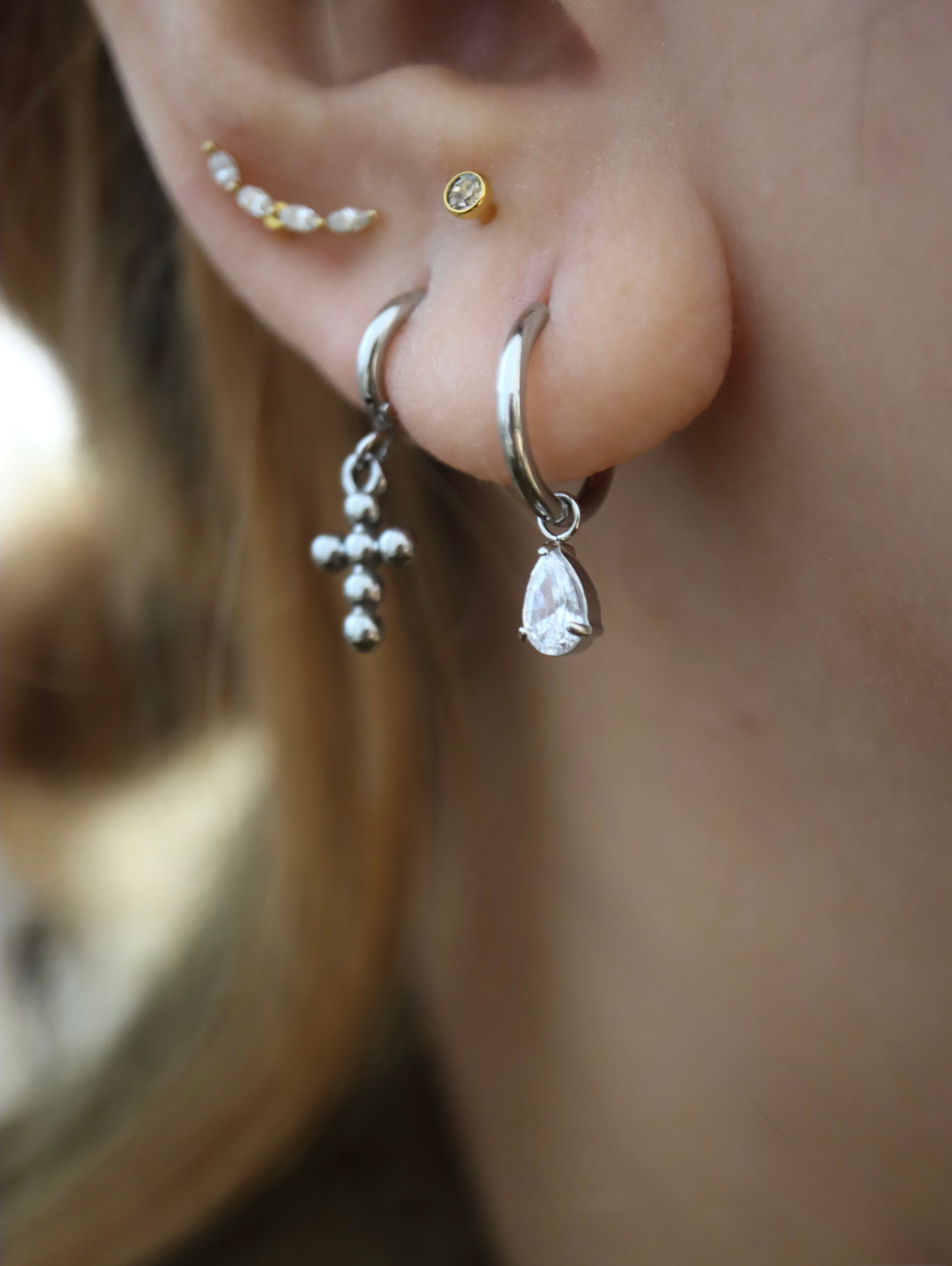 Hinged stainless steel drop earrings