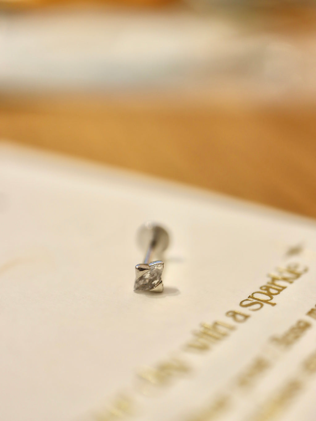 Mini stud cz flat back 925 silver piercing (1pc)