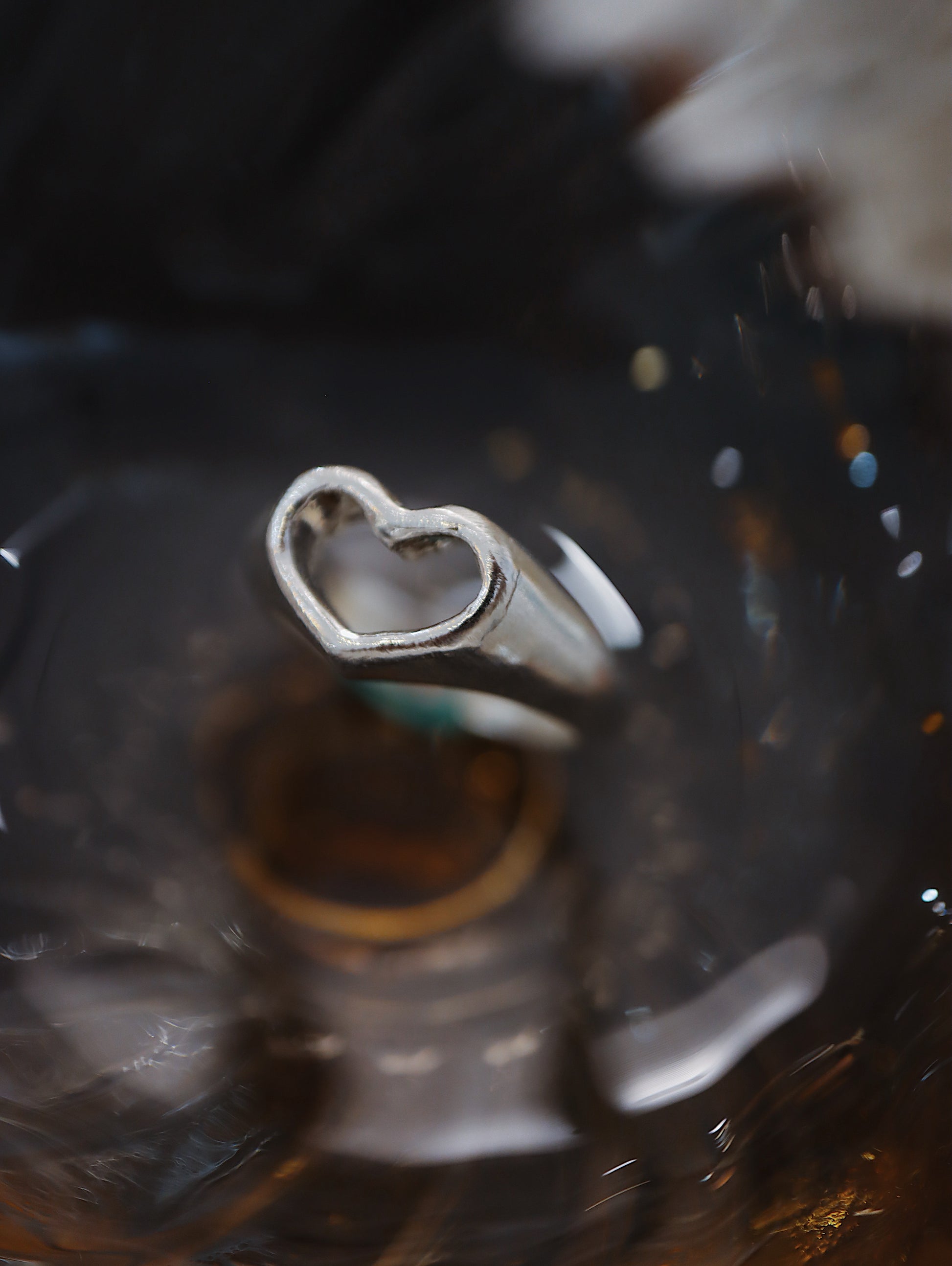 Silver925 hallow heart ring (free size)