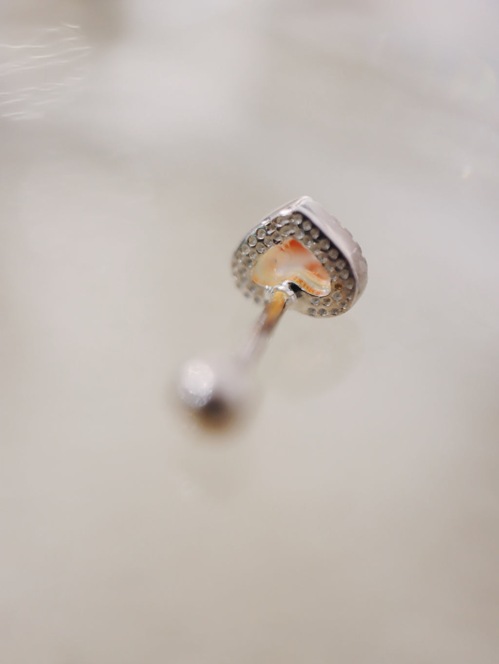 Heart moonstone 925 silver piercing earring (1pc)