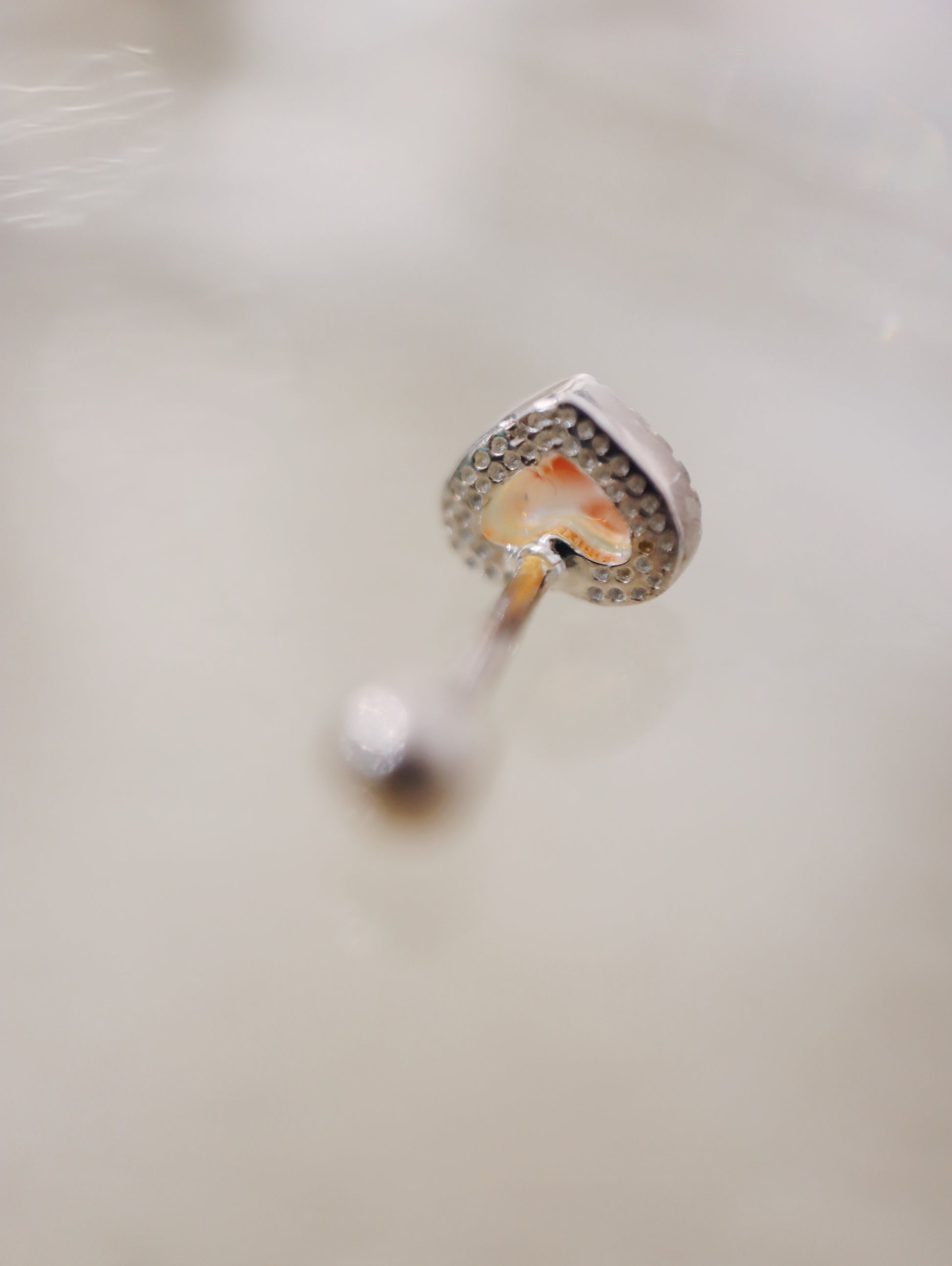 Heart moonstone 925 silver piercing earring (1pc)