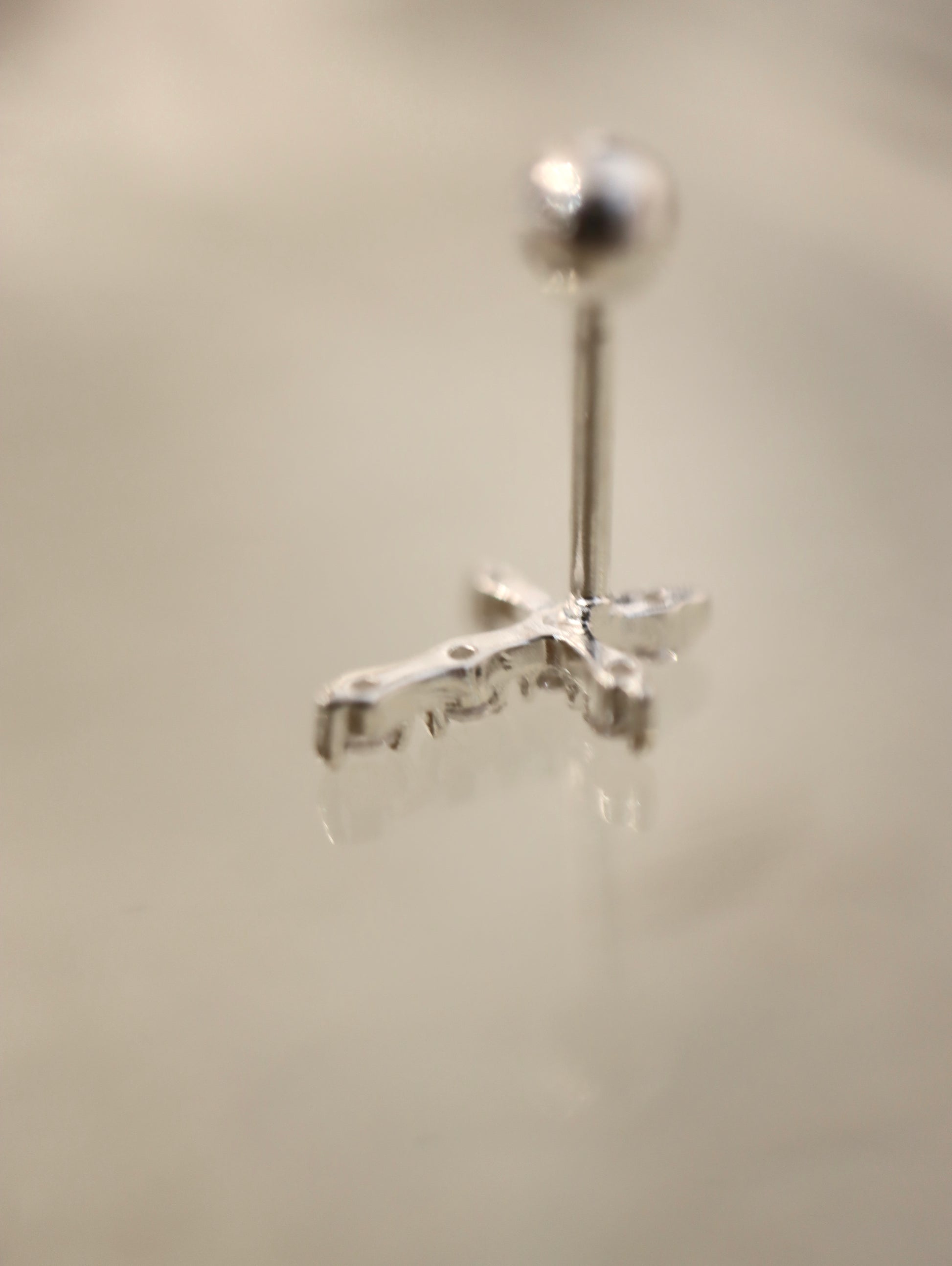 Cross cz 925 silver piercing earring (1pc)