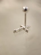 Cross cz 925 silver piercing earring (1pc)