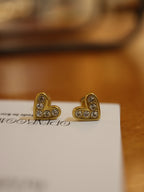 Sparkling heart stainless steel earrings