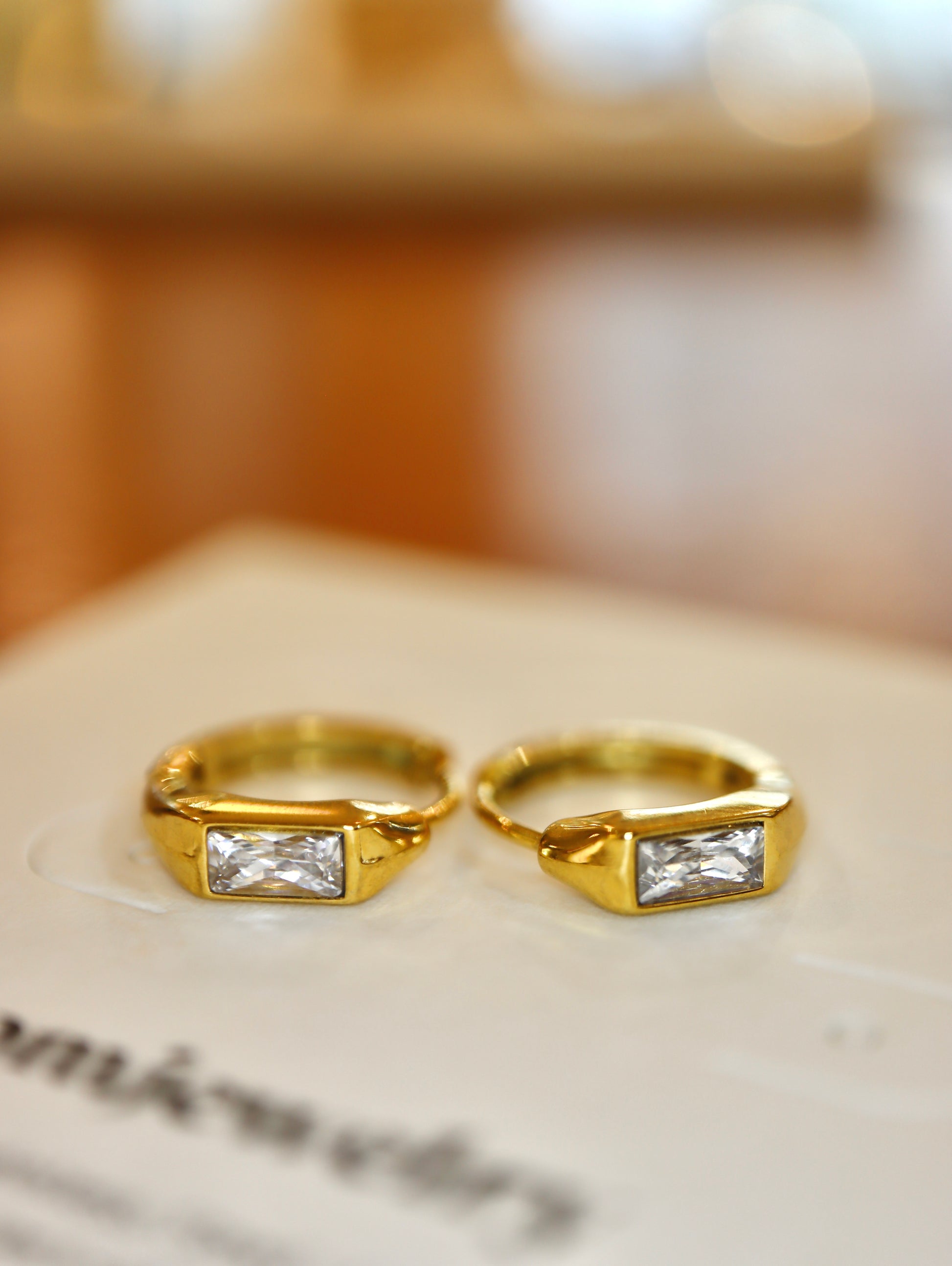 Cz stainless steel huggie hoop earrings