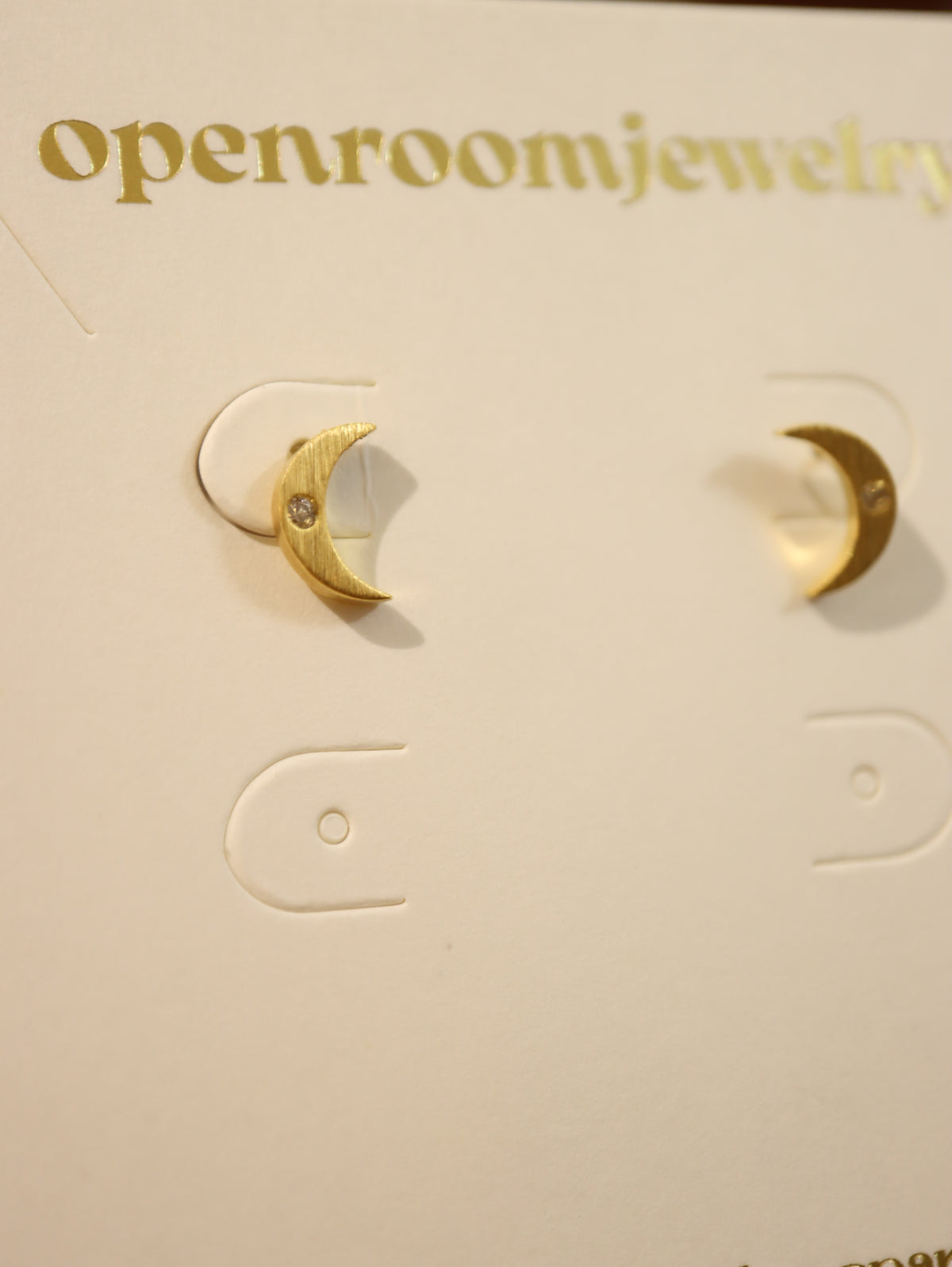 Crescent Glint Stud Brass Earrings