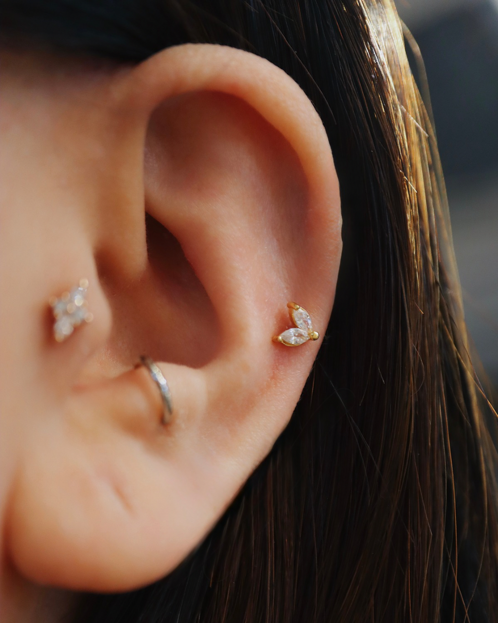 Push-pin stud pvd coating flat back earring