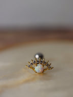 Eye opal screw ball back earring