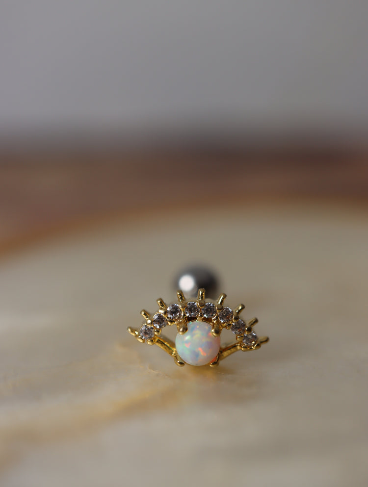 Eye opal screw ball back earring
