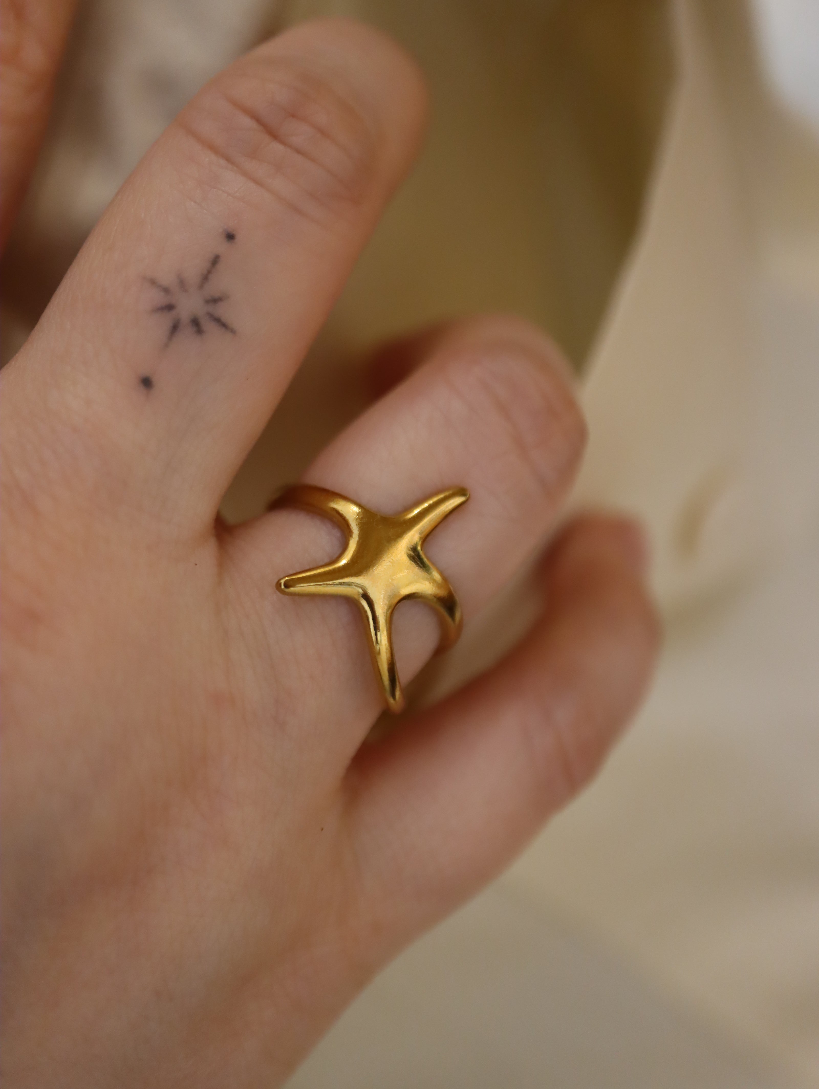 Starfish stainless steel open size ring