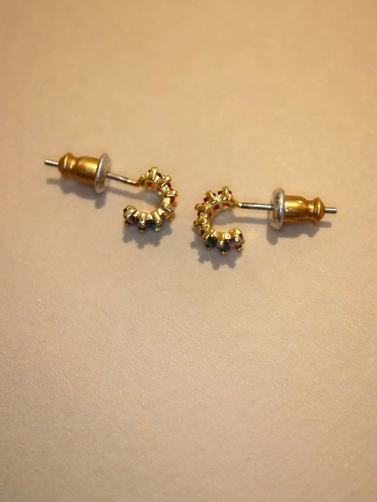Mini rainbow brass earrings