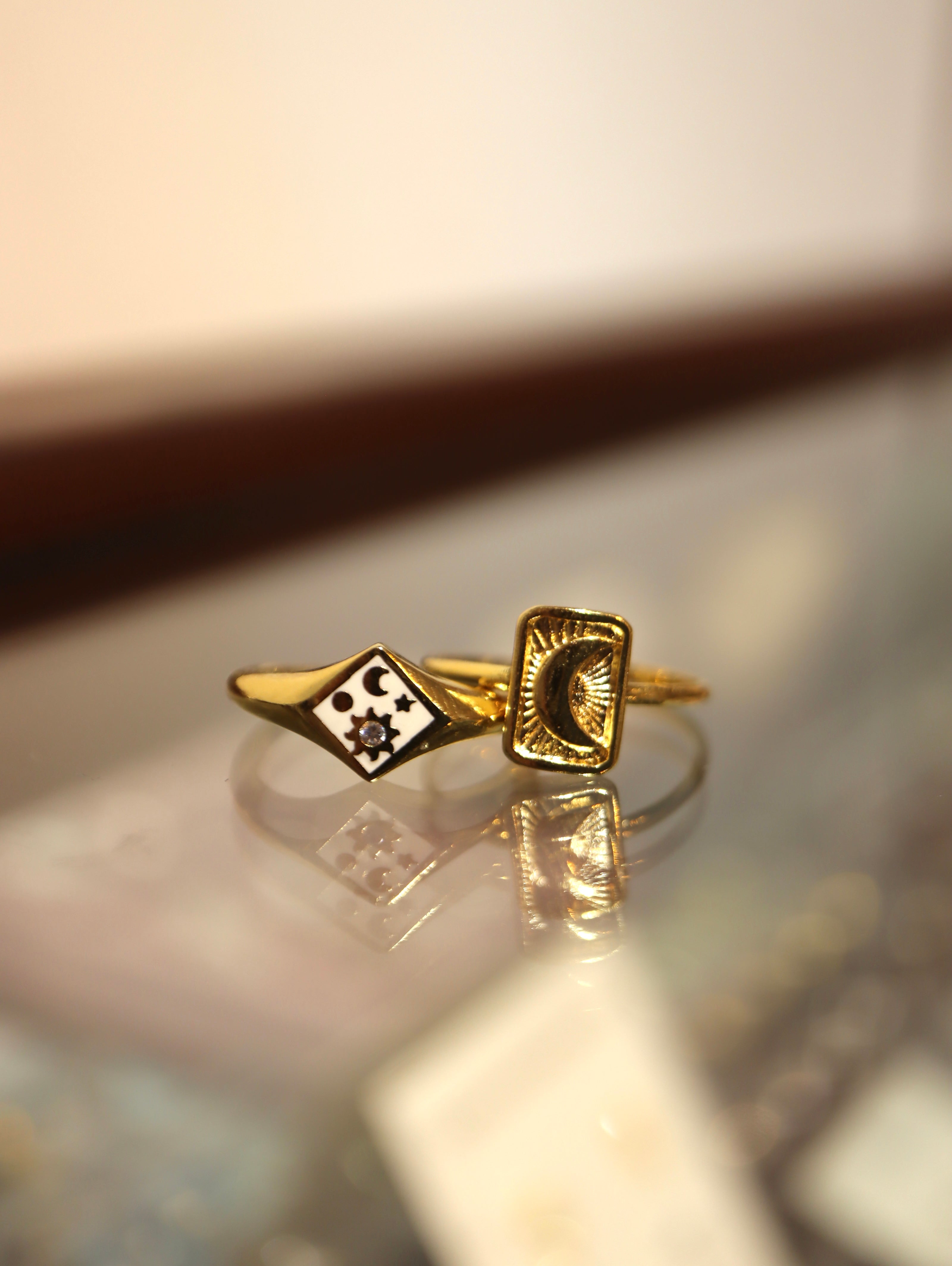 Celestial Rhombus Enamel Open Size Ring