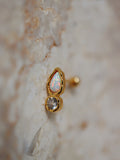 Opal stud 925 silver piercing earring (1pc)