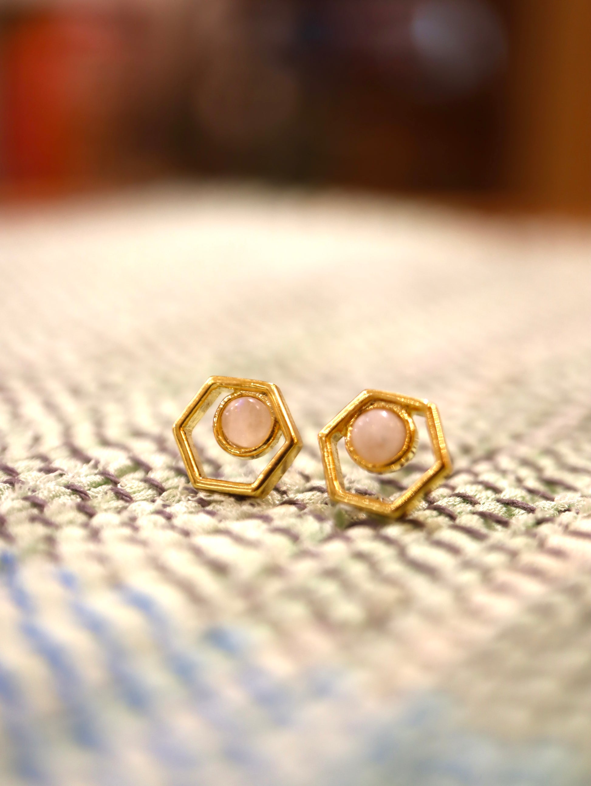 Hexagon gemstone earrings