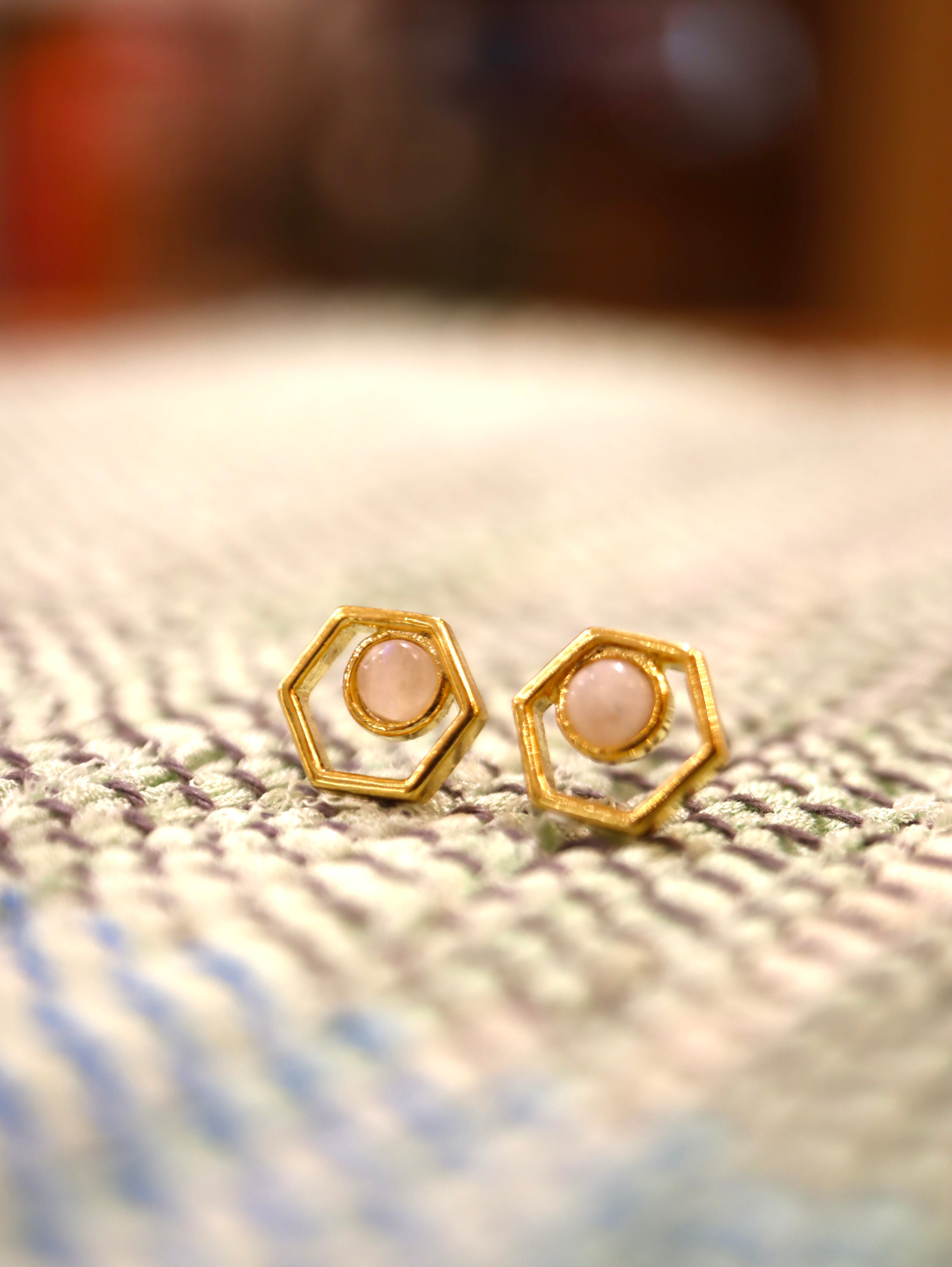 Hexagon gemstone earrings