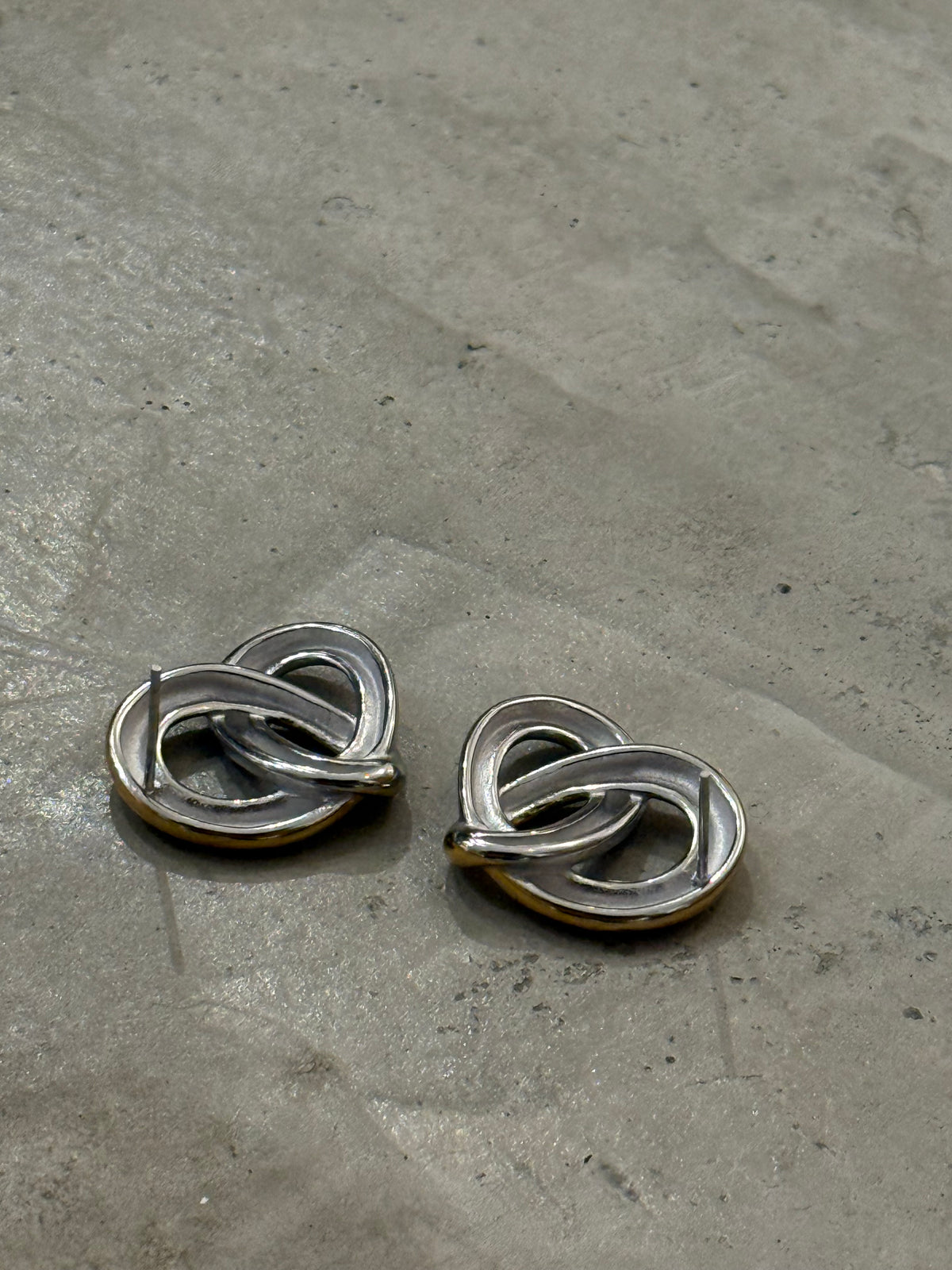 Golden-Silver Twist Stainless Steel Earrings