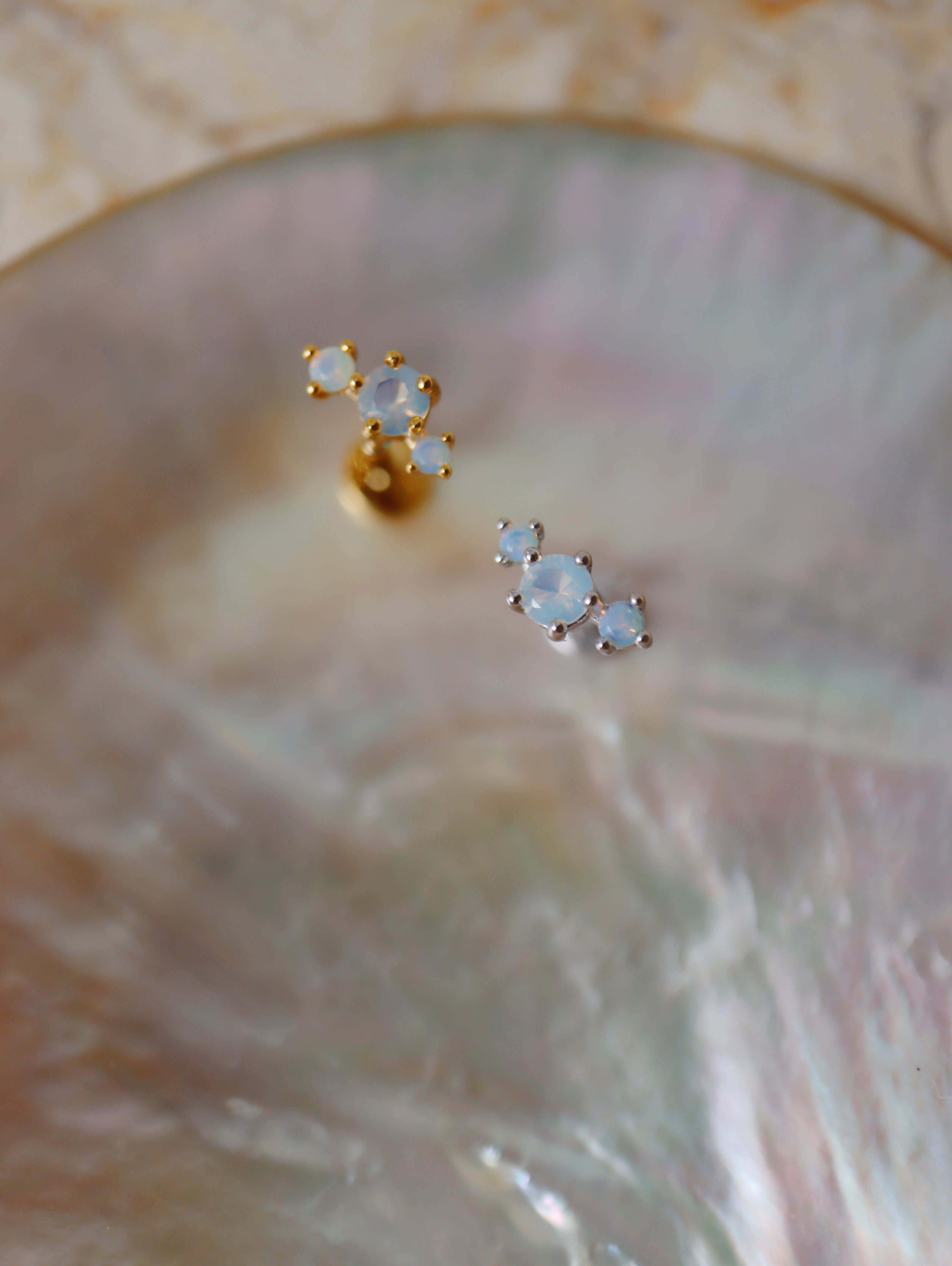 Triple CZ 925 silver 925 flat back piercing (1pc)