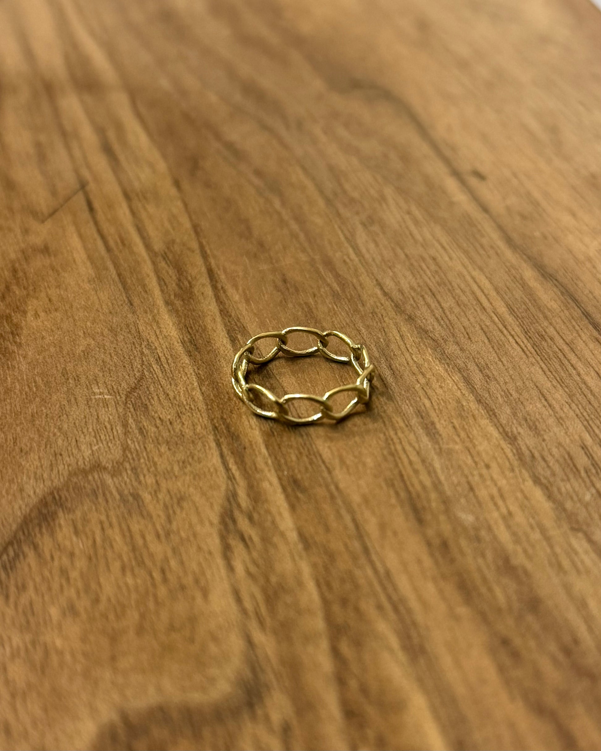 Interlock stainless steel pinky ring