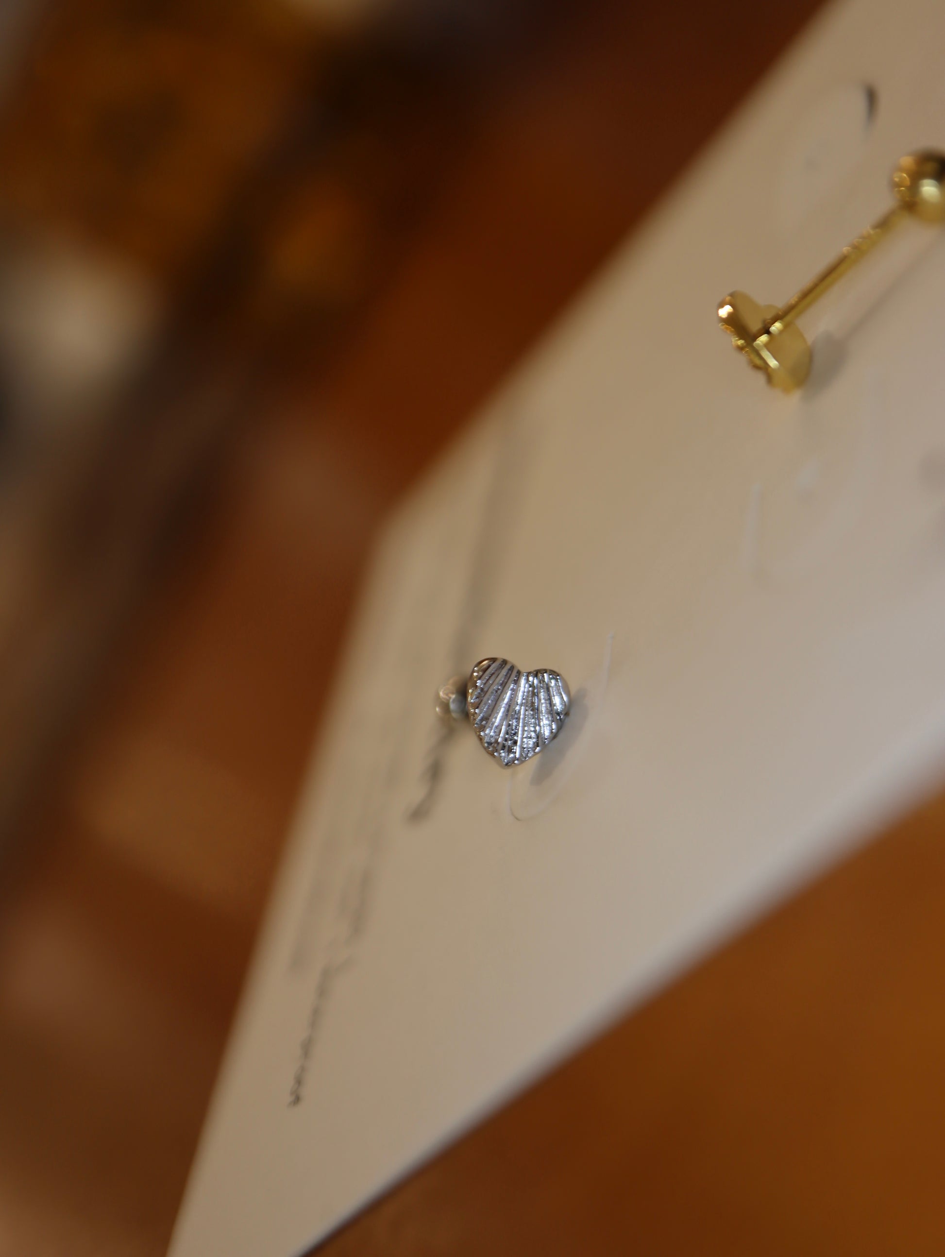 Striped heart 925 silver piercing (1pc)