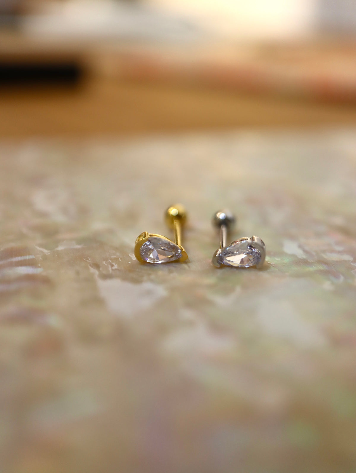 Teardrop 925 silver piercing stud
