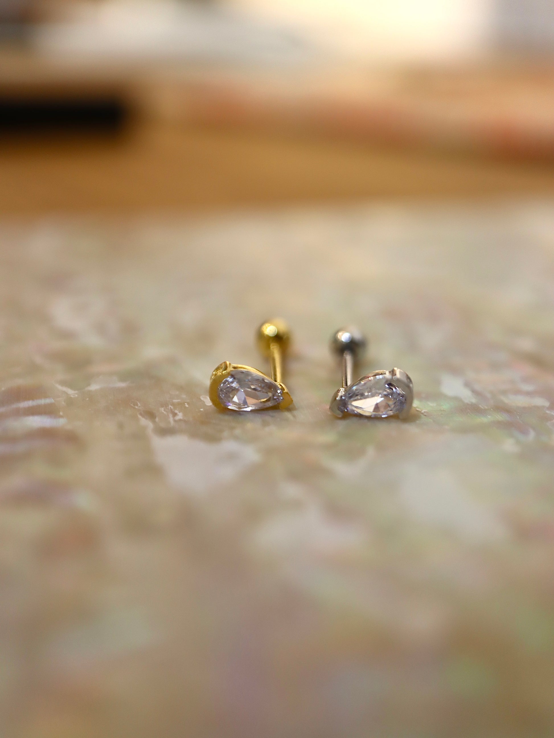 Teardrop 925 silver piercing stud