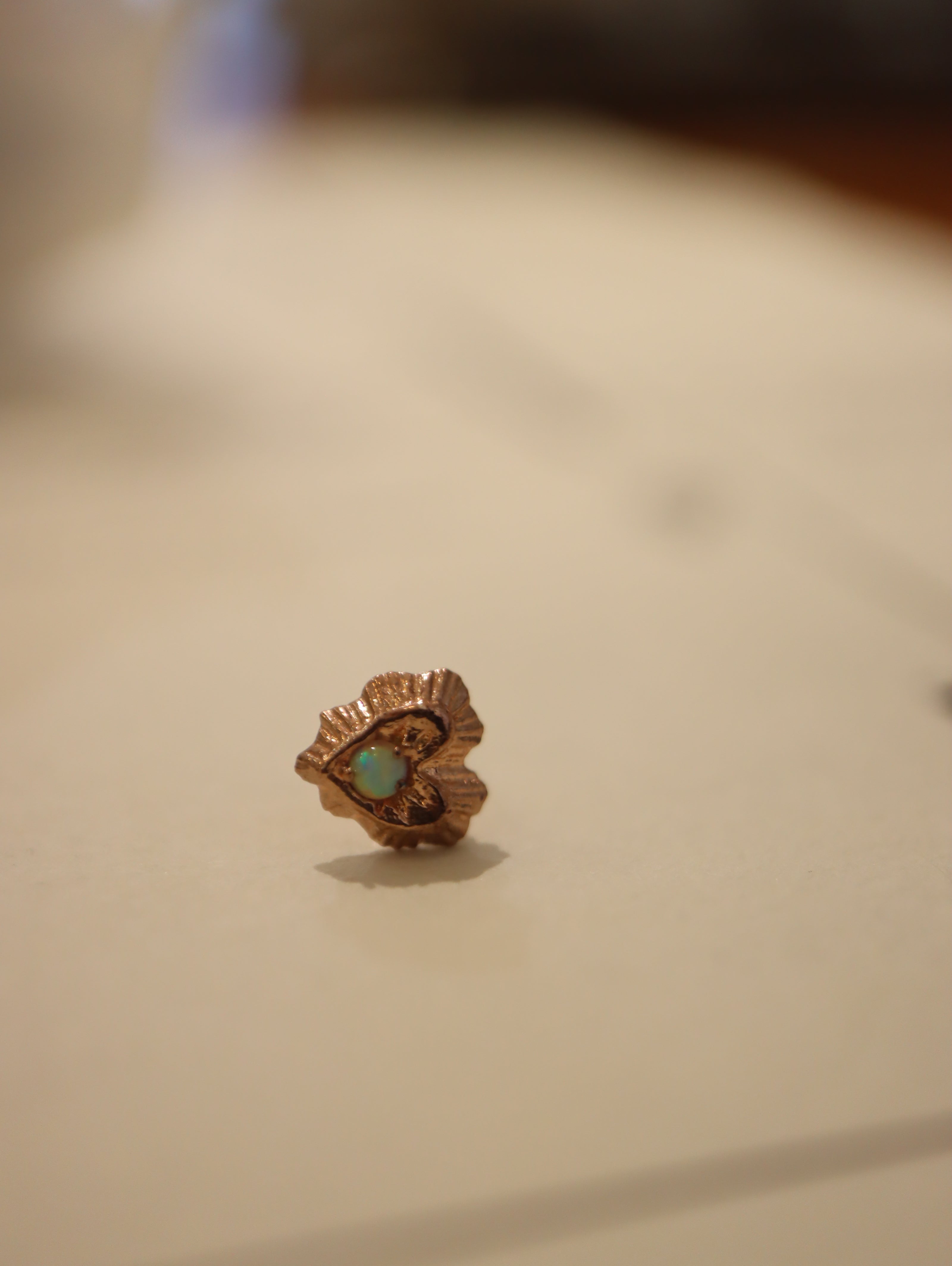 Heart opal stud piercing earring (1pc)