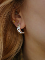 Crescent moon brass earrings