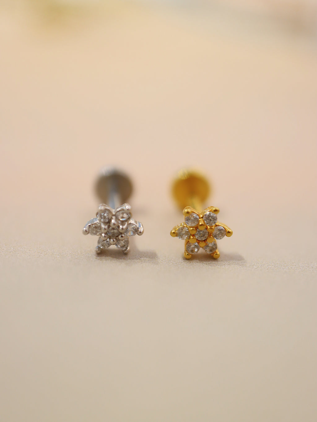 Threaded Flat Back CZ Stud Piercing