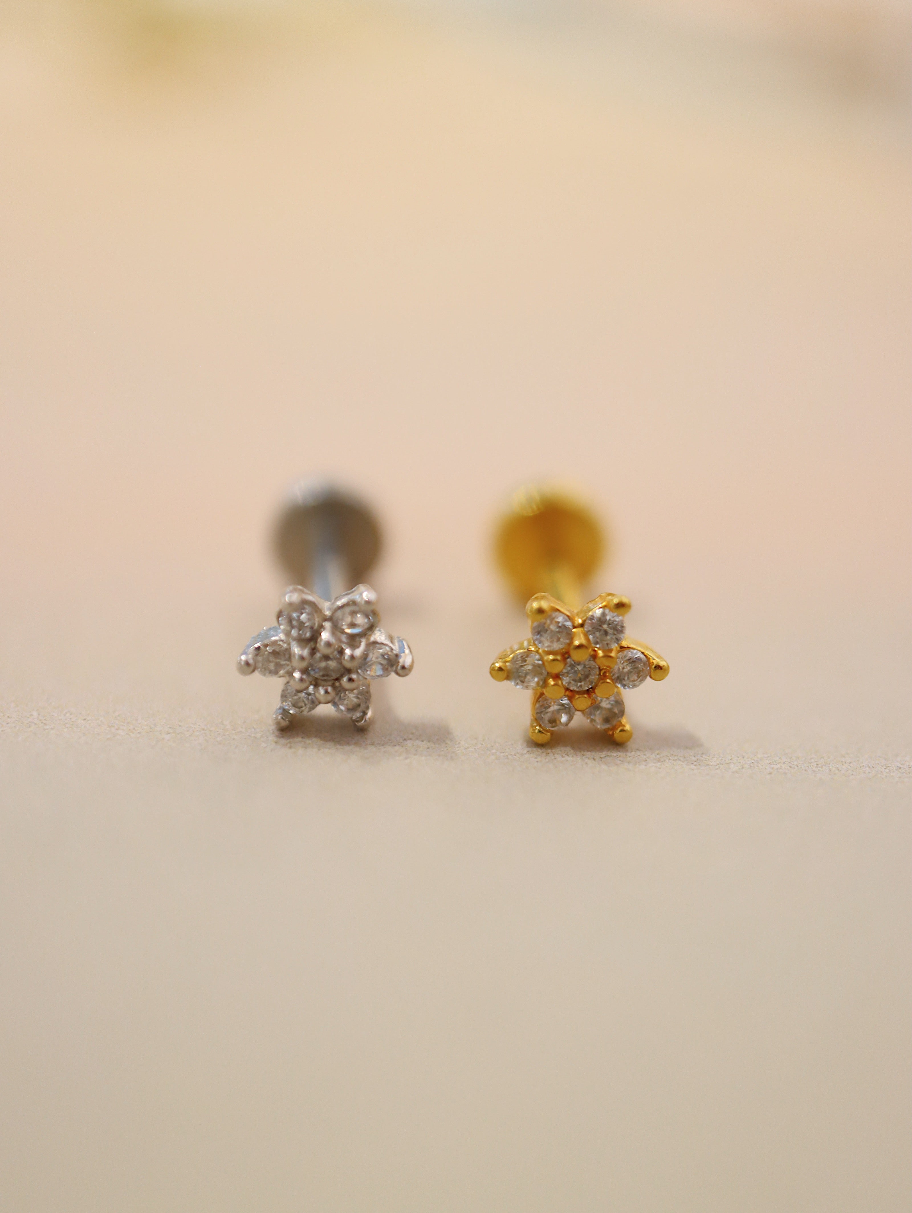 Threaded Flat Back CZ Stud Piercing