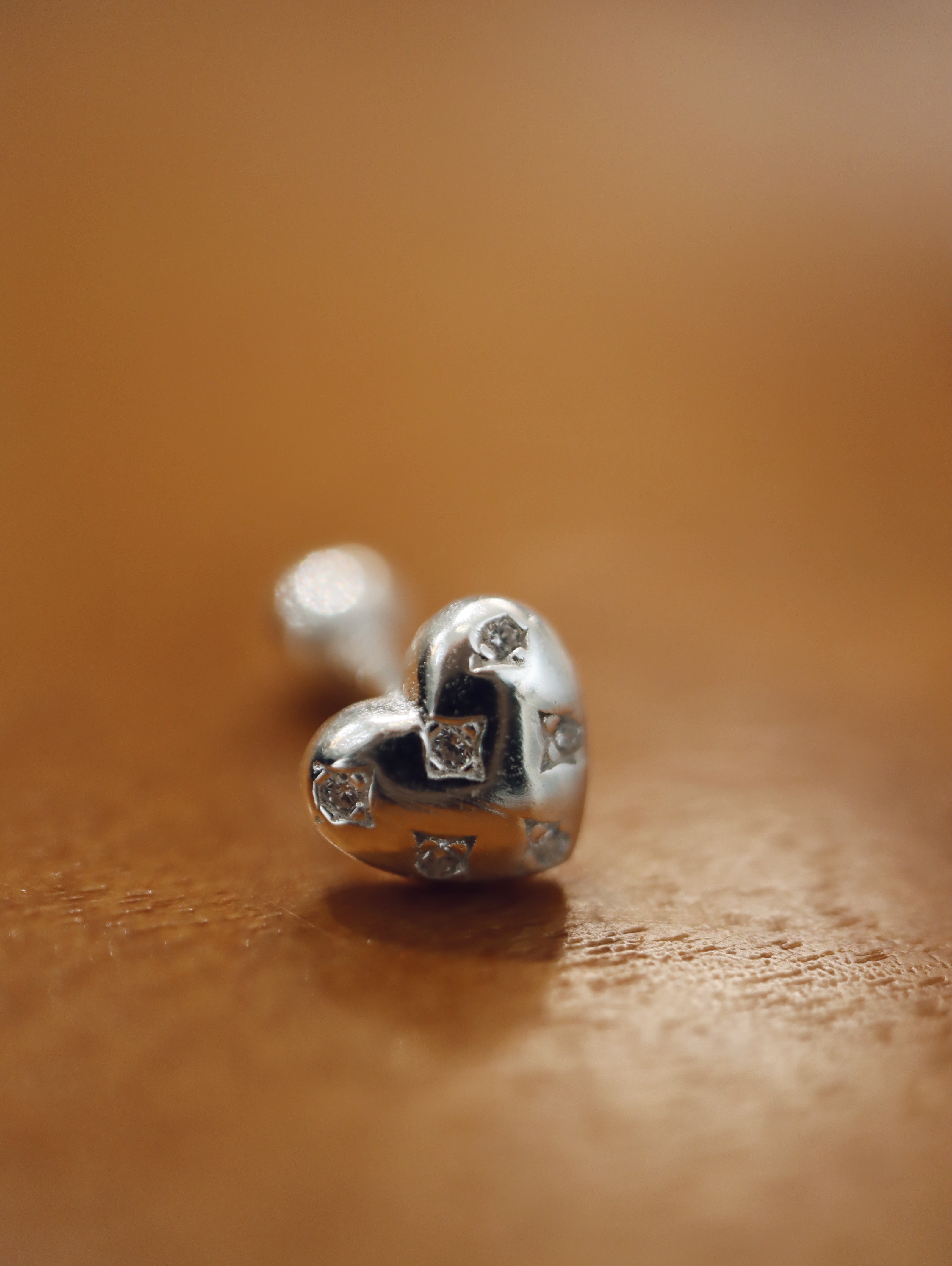 Stud cz heart Silver 925 piercing