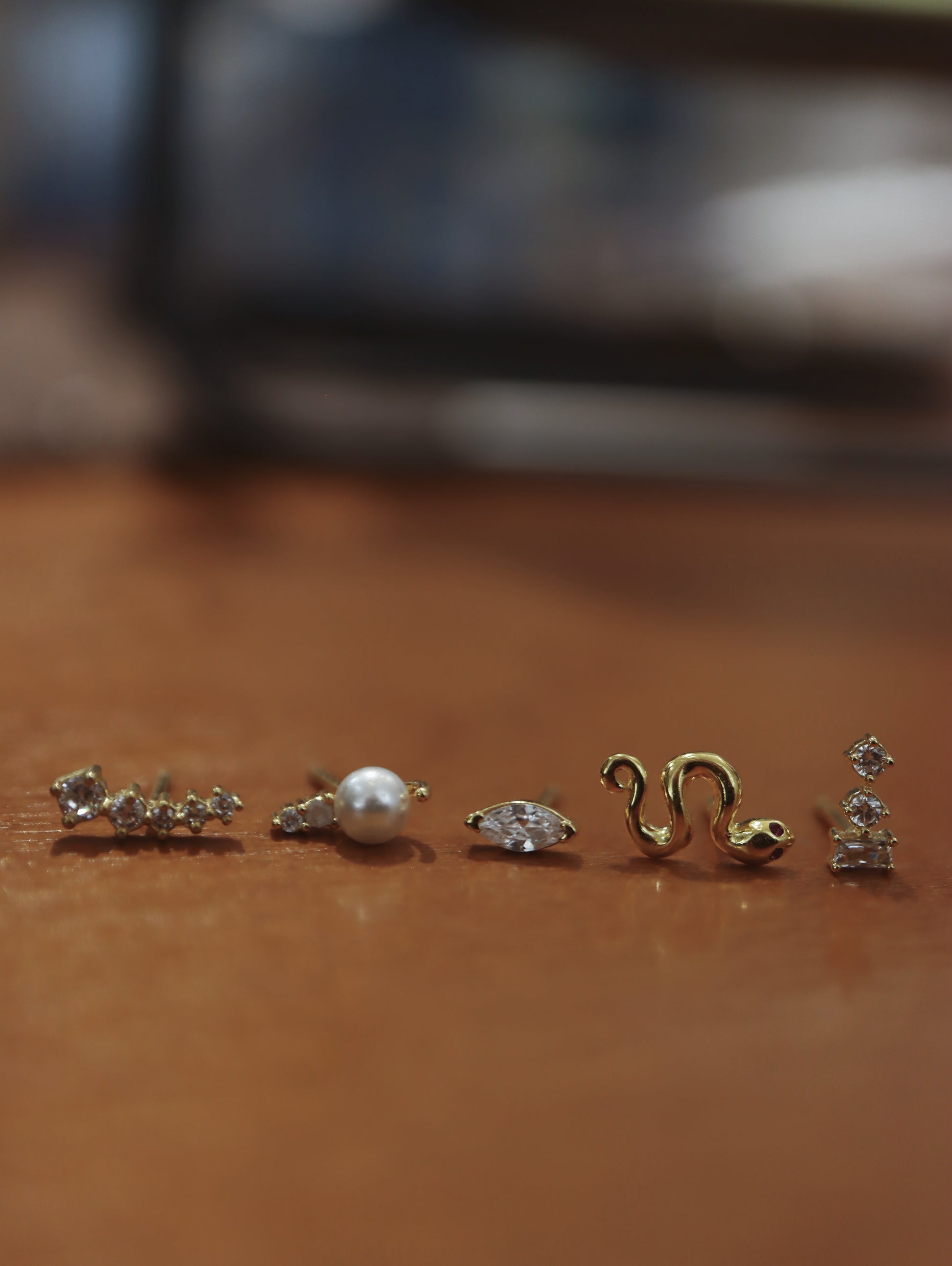 Pearl cz stud 925 silver piercing earring (1pc)