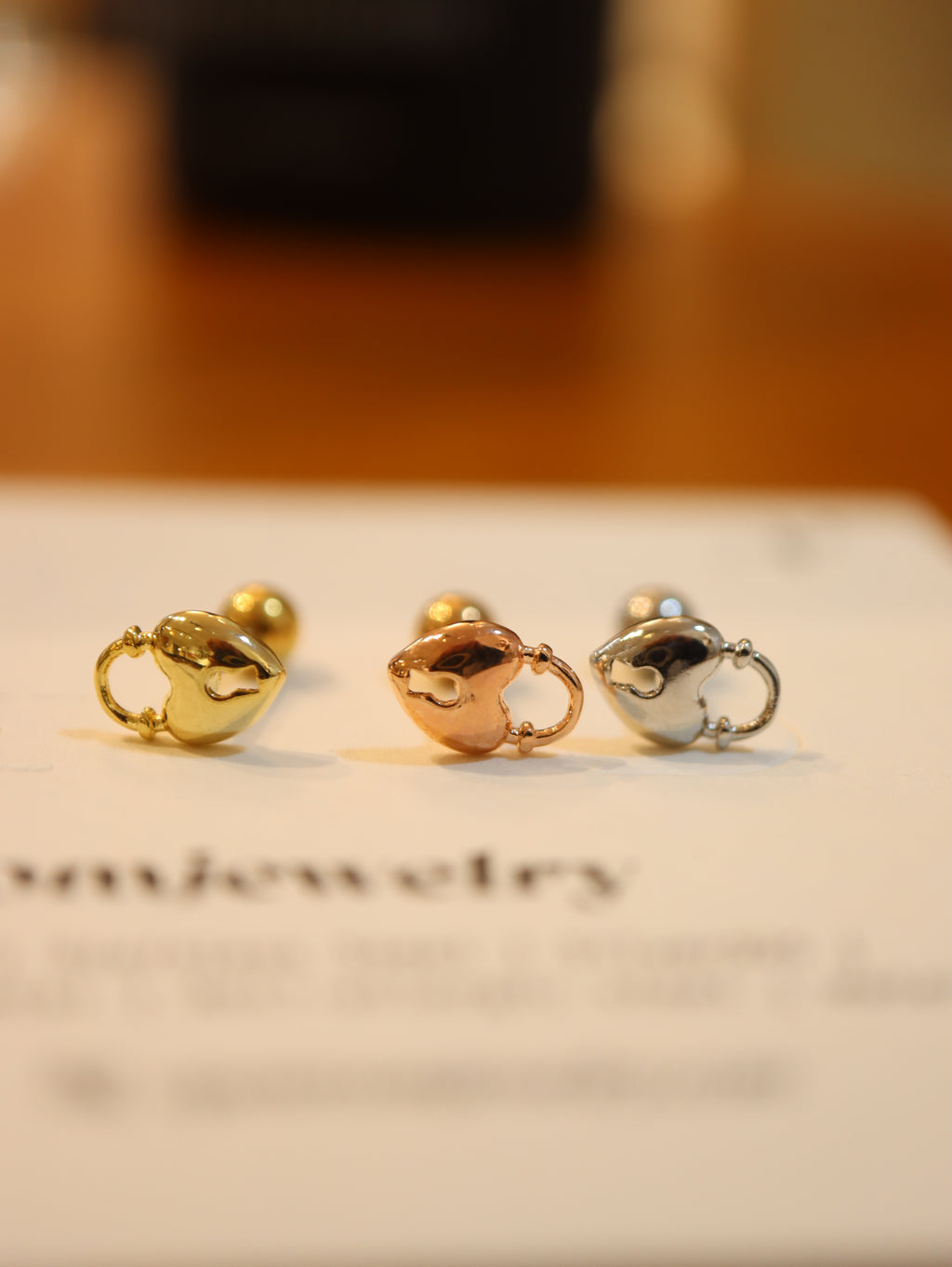 Lock heart surgical steel 316L stud piercing (1pc)