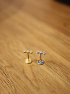 Triple cz flat back 925 silver piercing