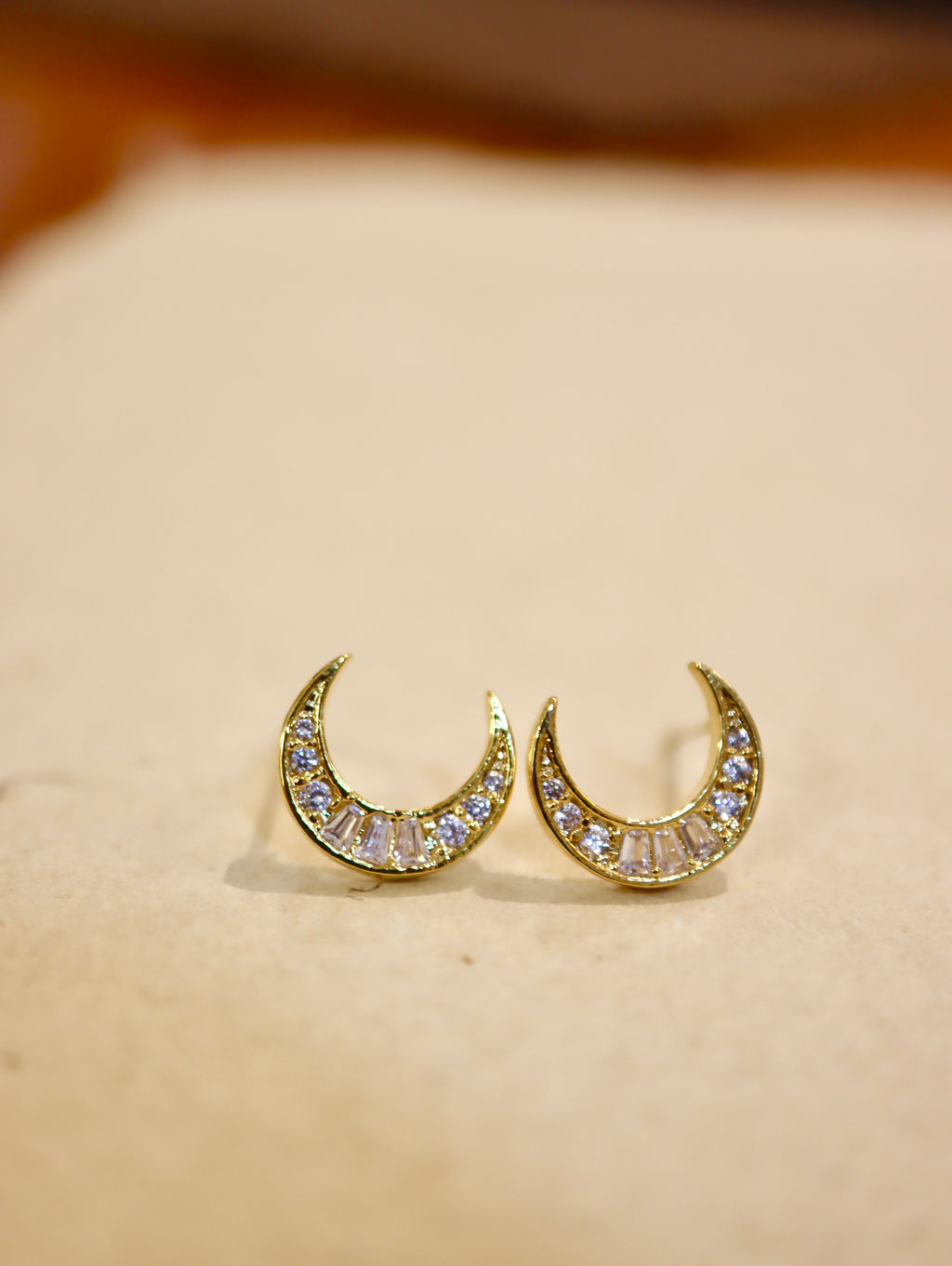 Crescent cz earrings