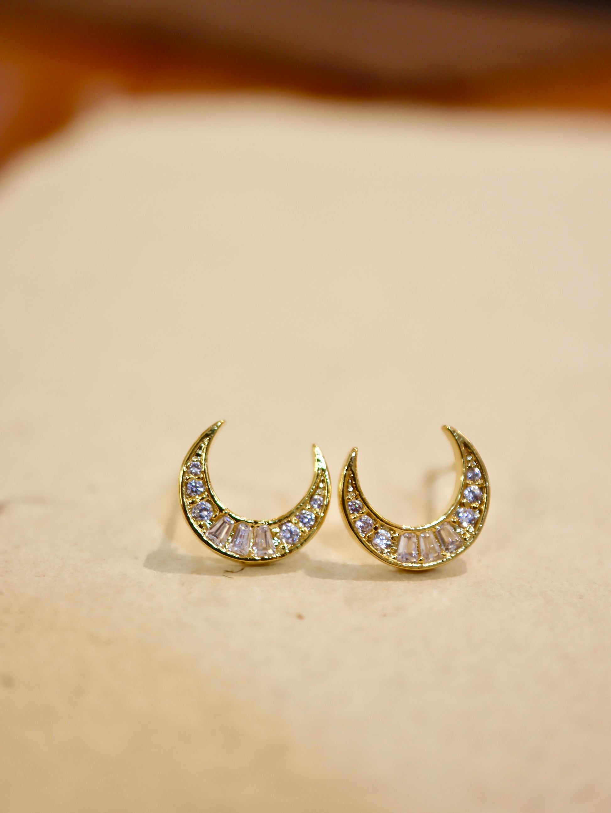 Crescent cz earrings