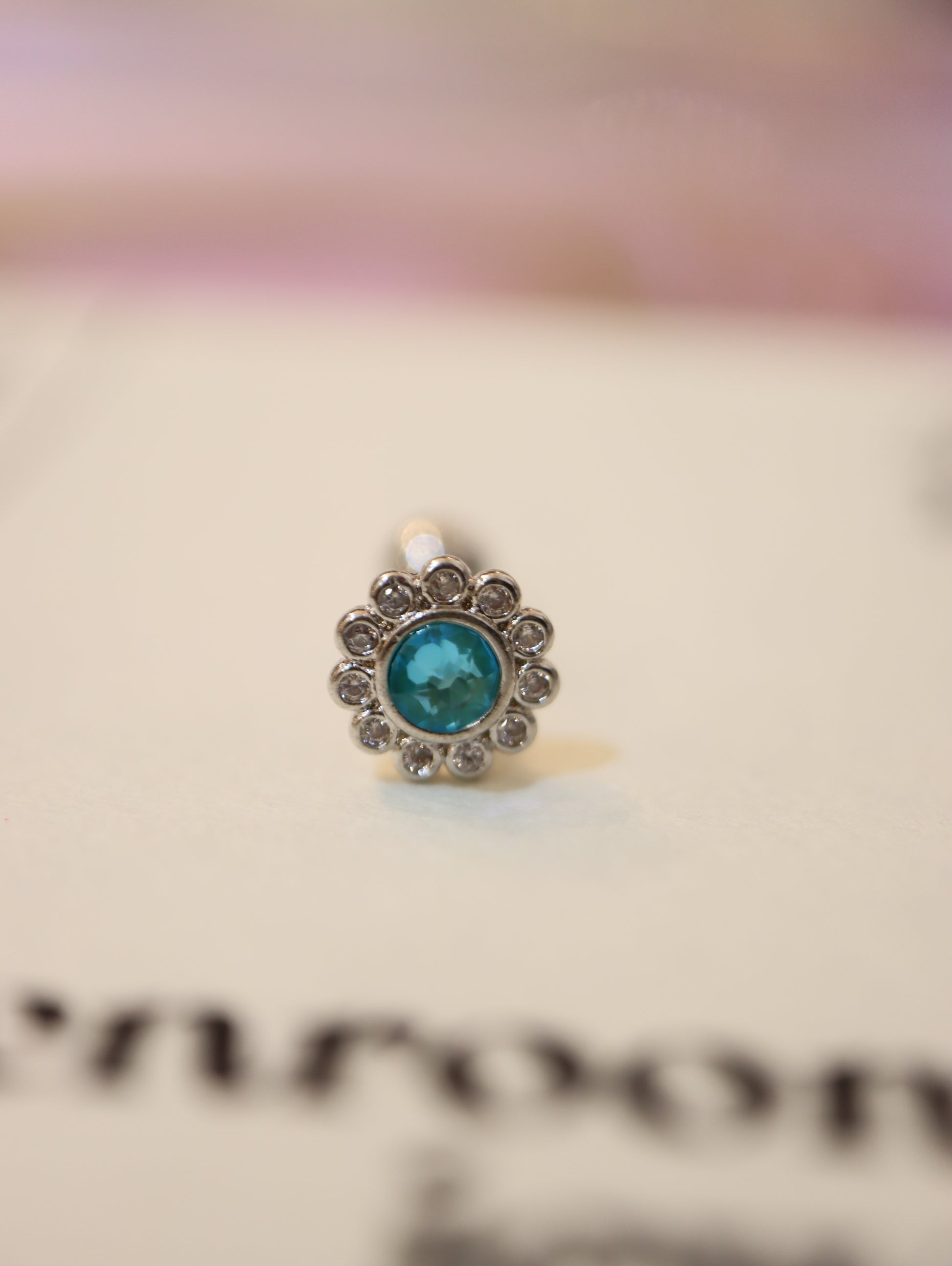 Cz floral surgical steel stud piercing